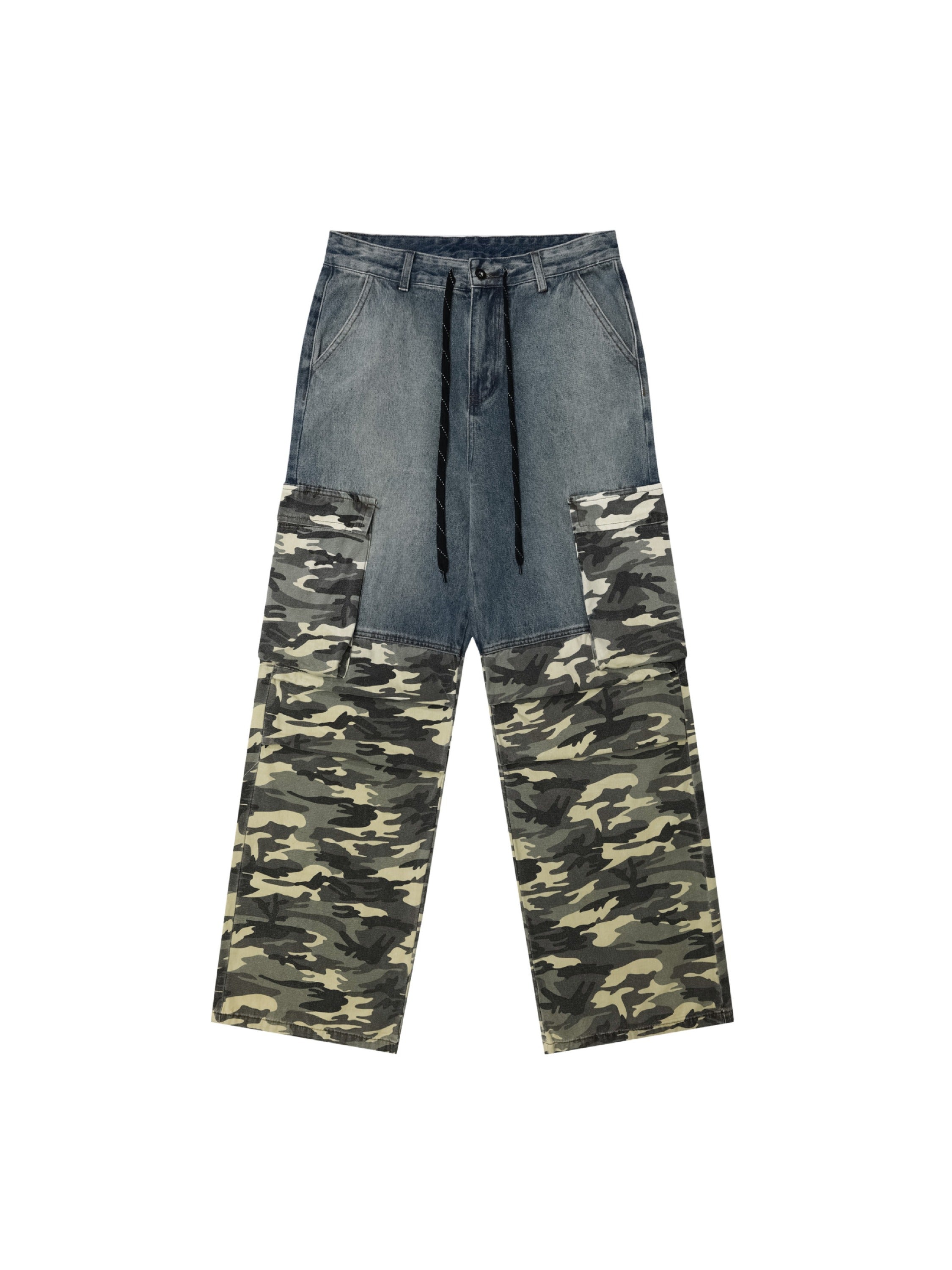 Vintage Camouflage Patchwork Cargo Jeans