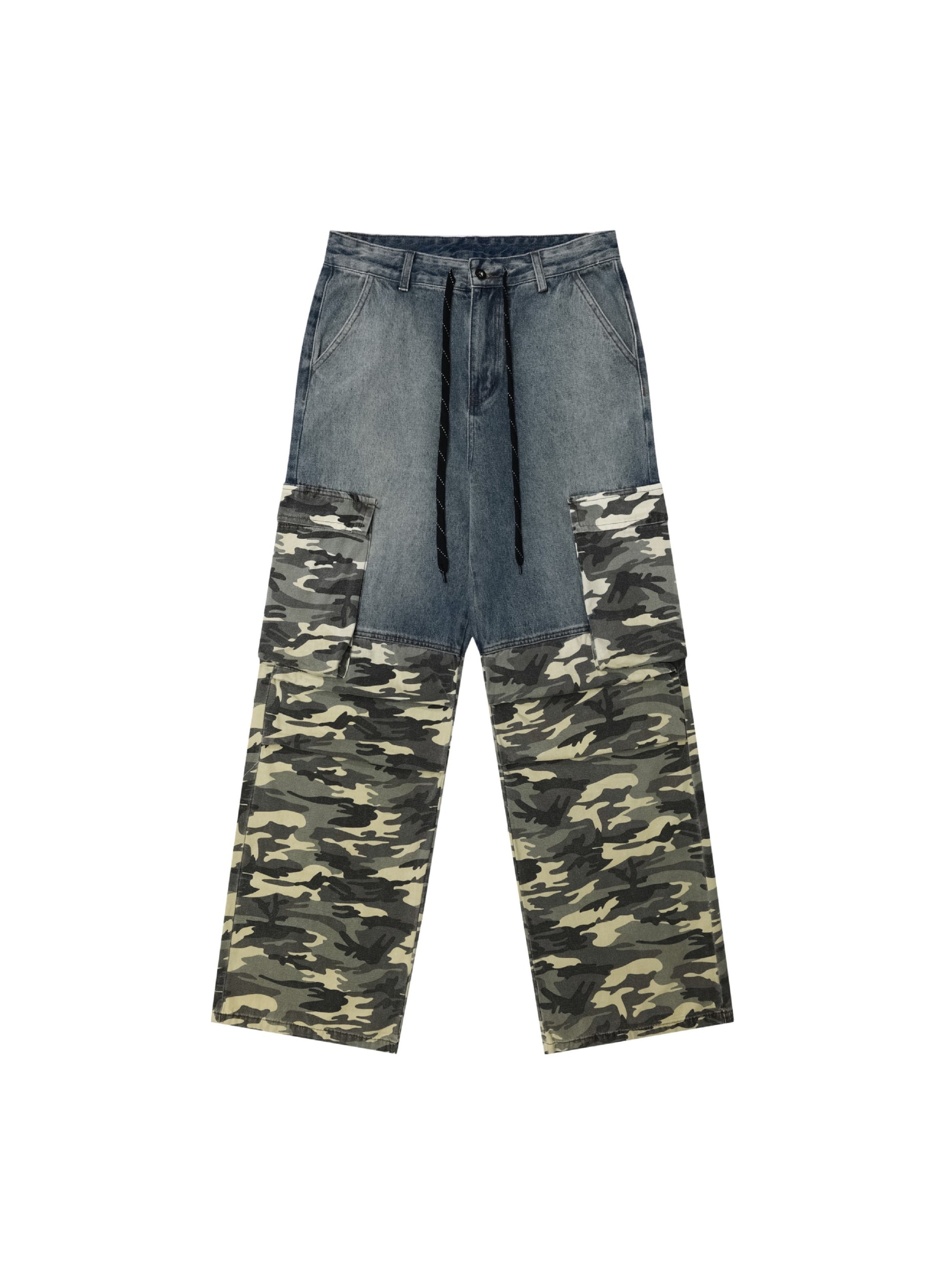 Vintage Camouflage Patchwork Cargo Jeans