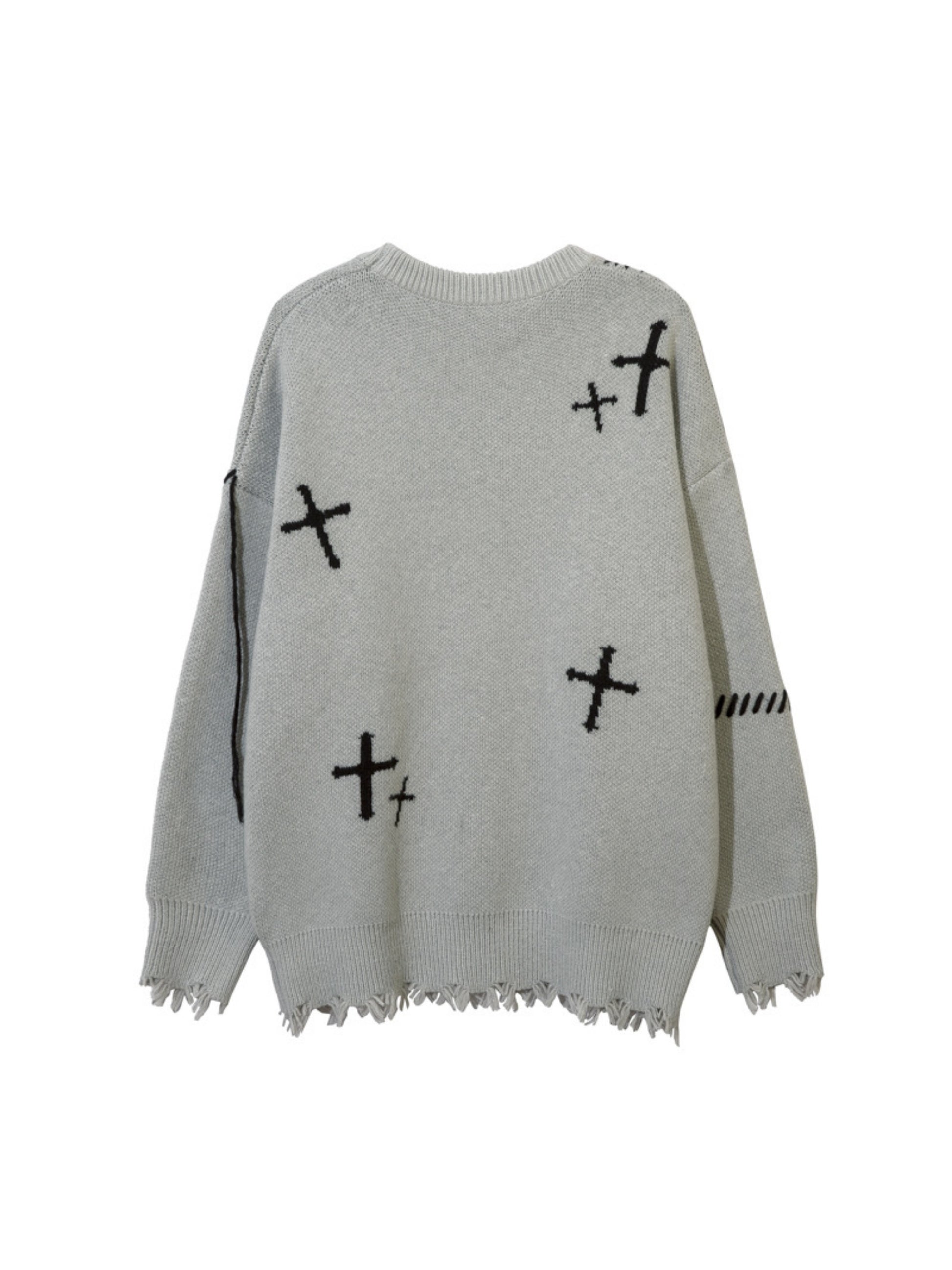 Dark Linear Design Sweater