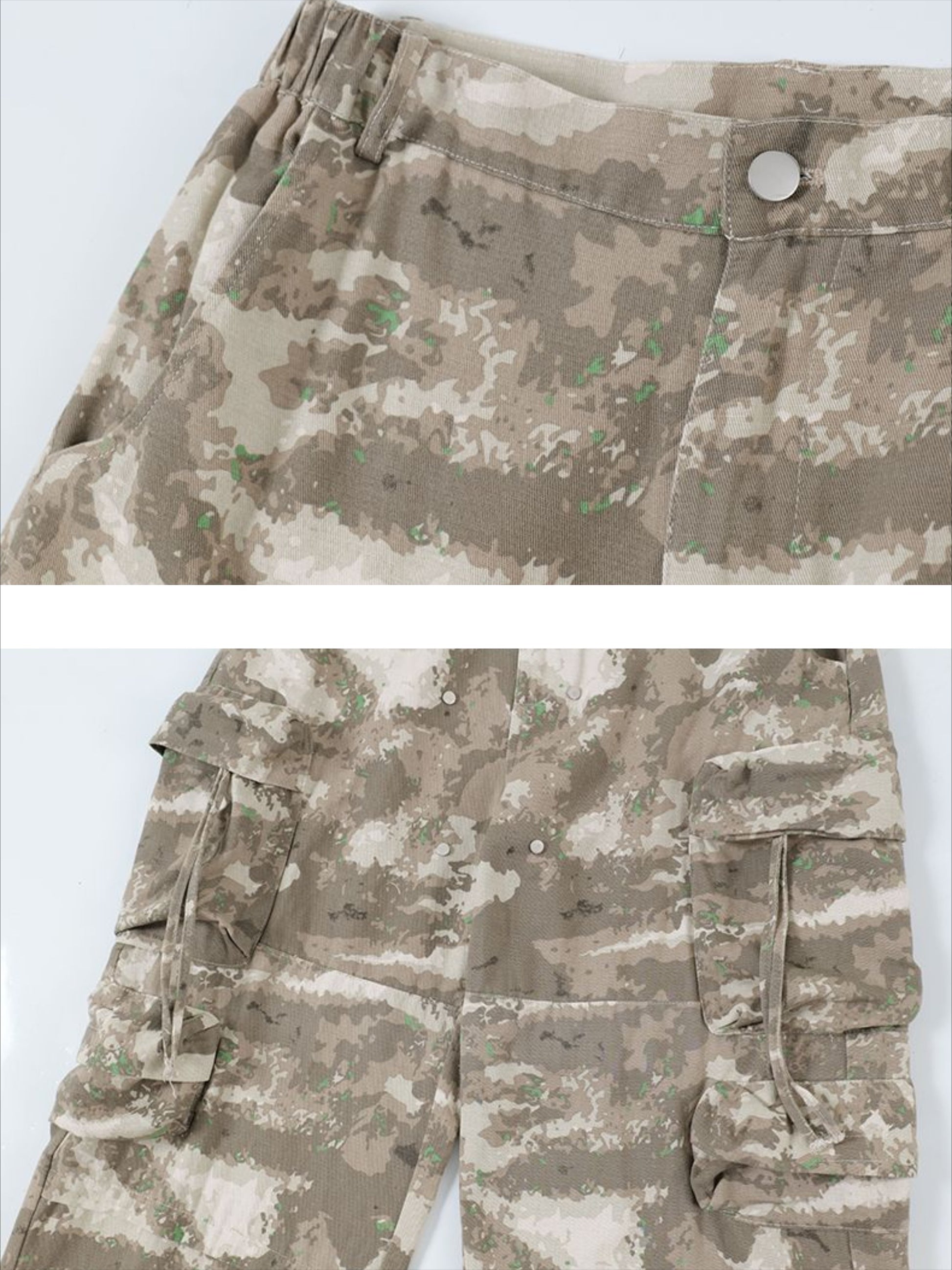 Functional Camouflage Straight-leg Cargo Pants
