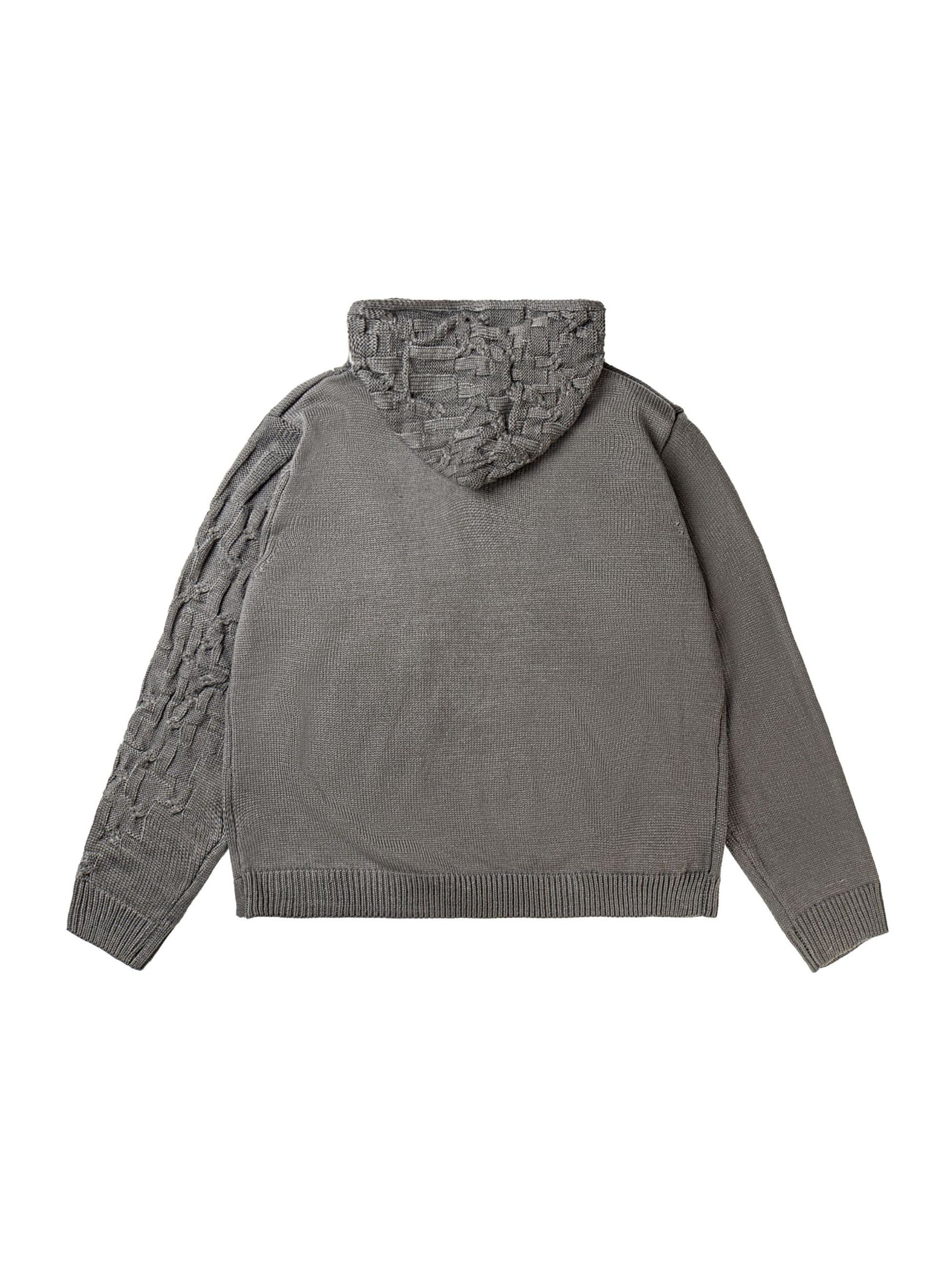 Vintage Asymmetric Woven Knit Hoodie