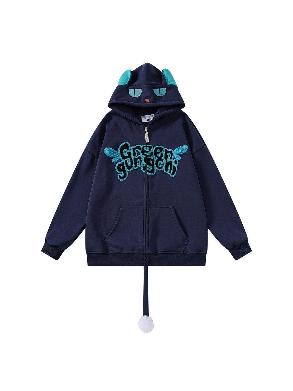 Cute Tail Design Zip-up Hoodie