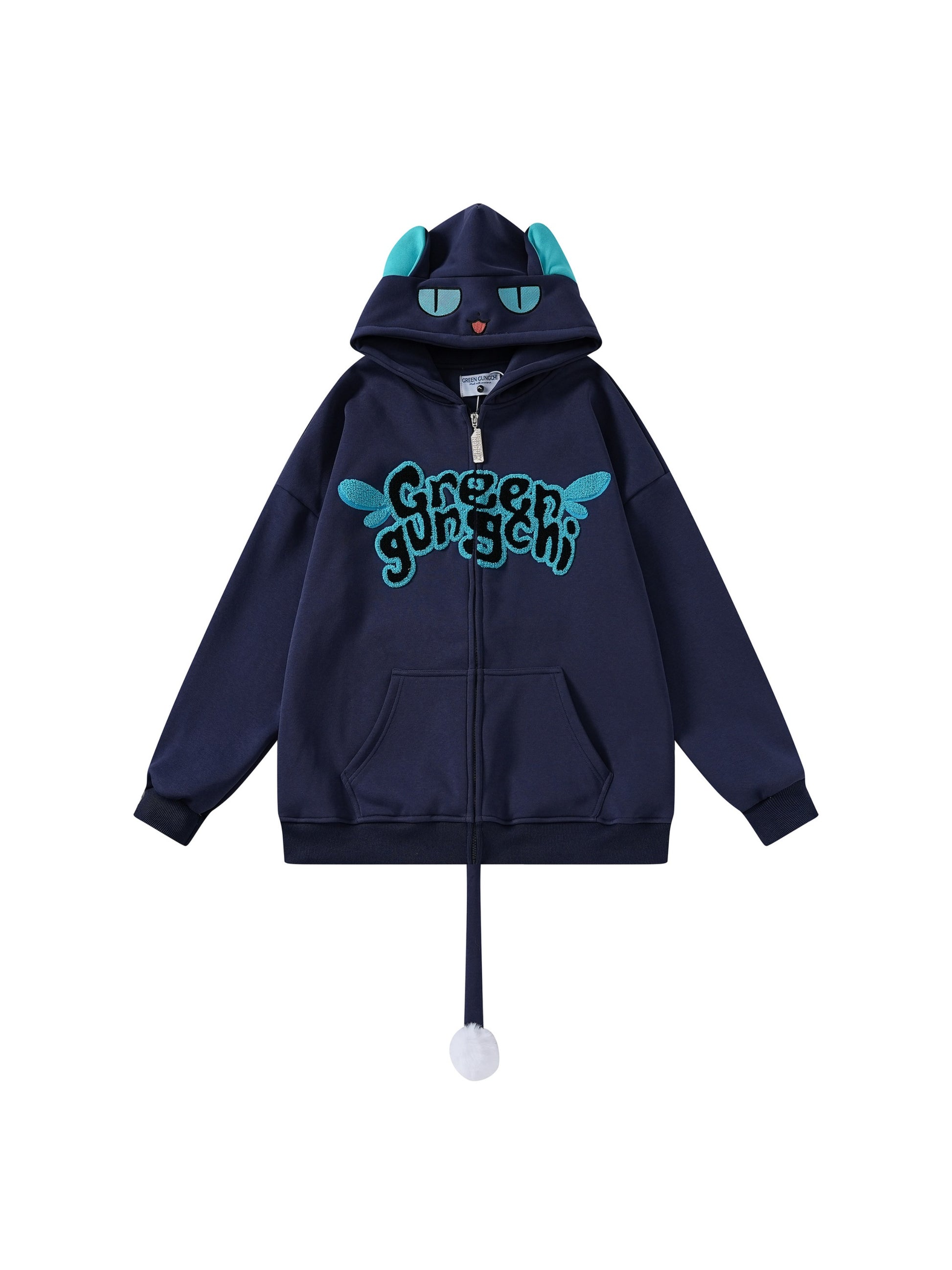 Cute Tail Design Zip-up Hoodie