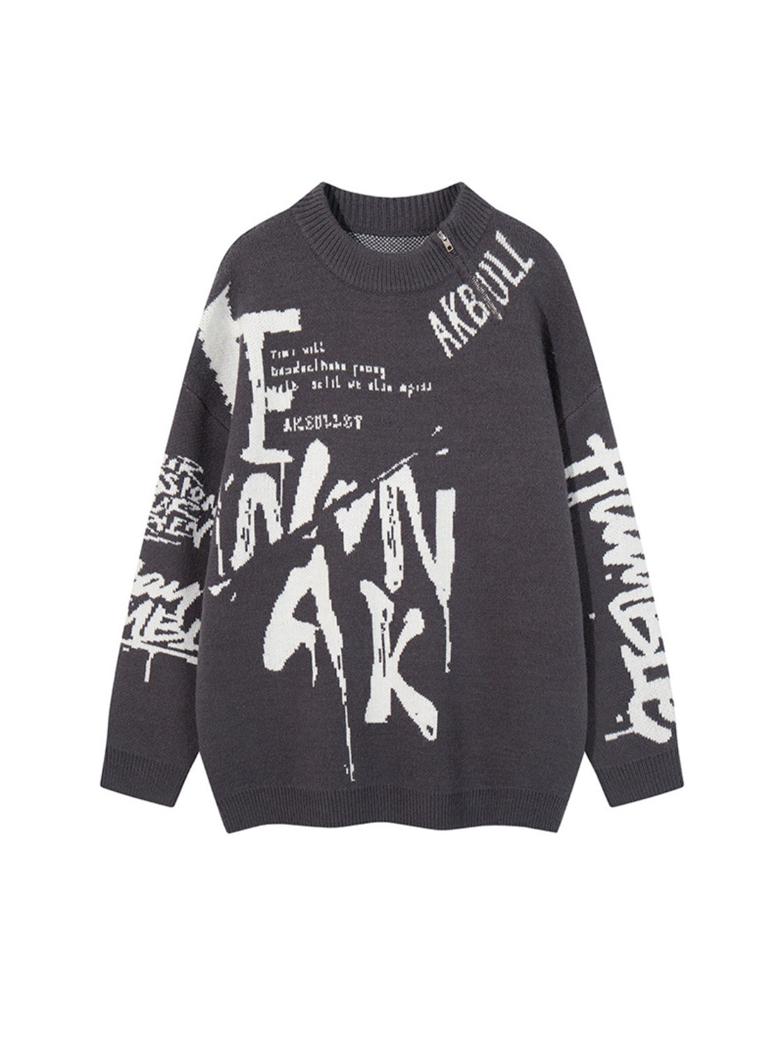 Street Letter Graffiti Jacquard Sweater
