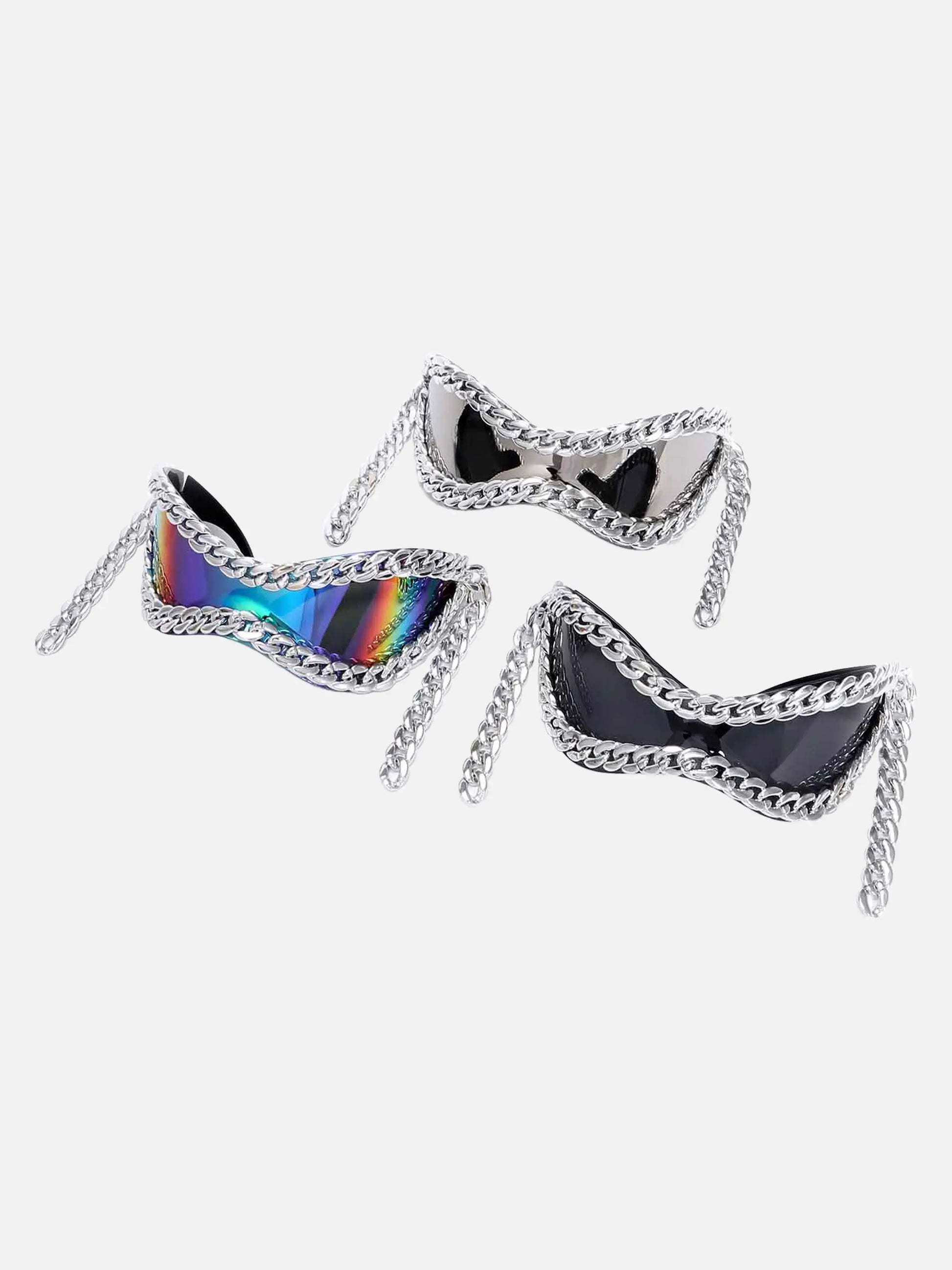Disguisen Hip-Hop Metal Chain Y2K Futuristic Sunglasses