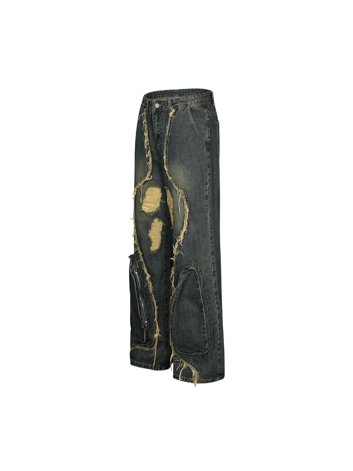Washed Paneled Jeans