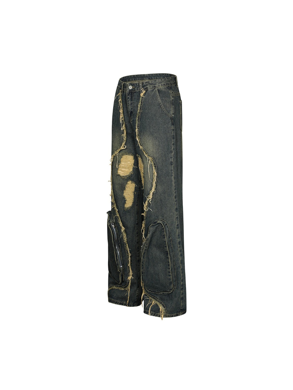 Washed Paneled Jeans