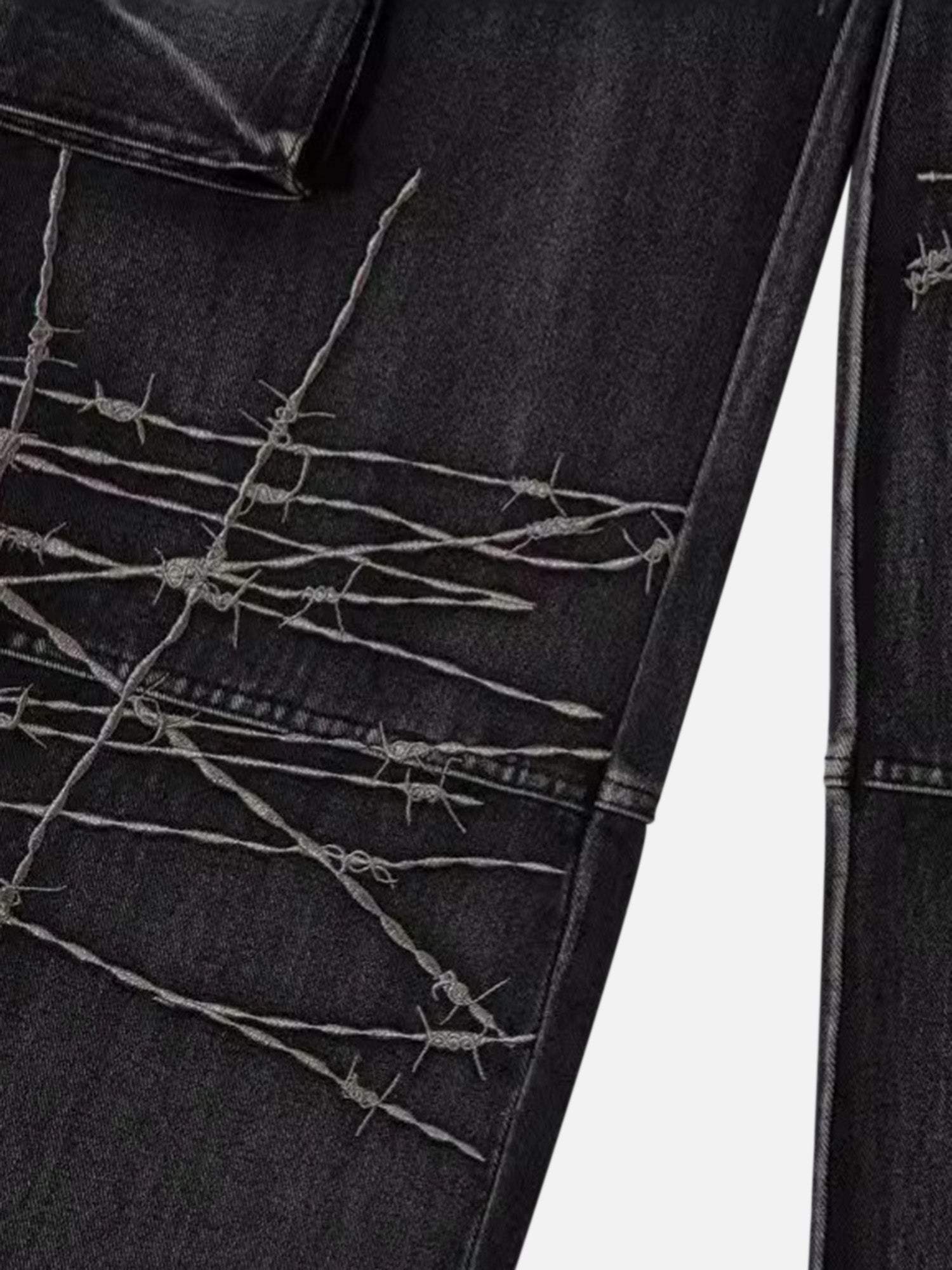 Disguisen High Street VIBE Heavy Embroidery Loose Wide Leg Hip-Hop Jeans