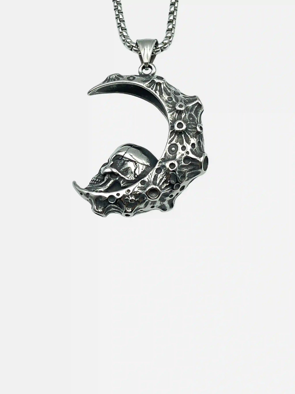 Crescent Skull Pendant Necklace