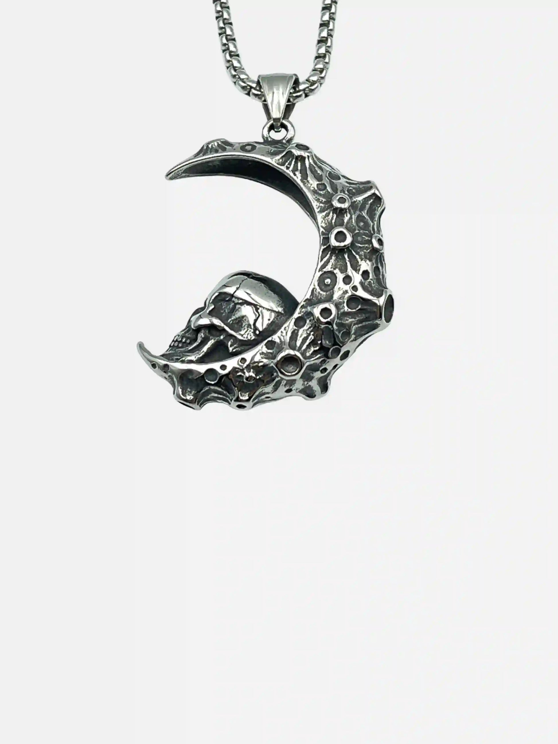 Crescent Skull Pendant Necklace