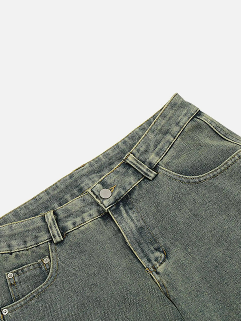 Vintage Distressed Star Print Straight-leg Jeans