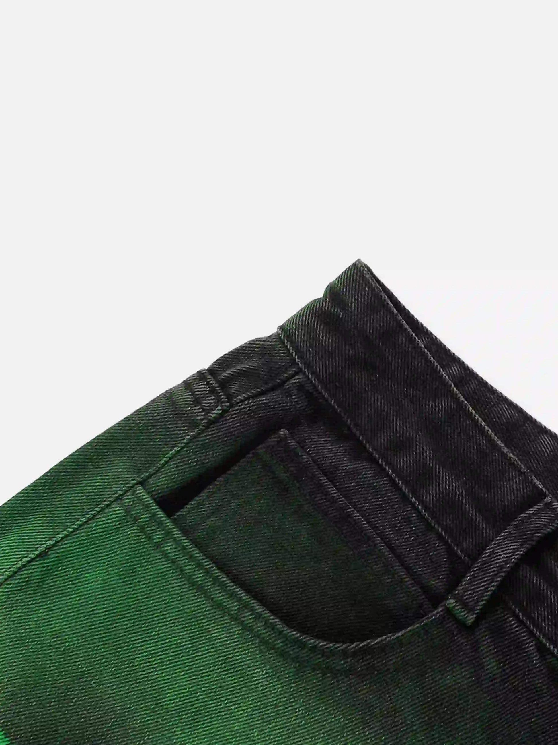 Disguisen Hip-Hop Green Hand-Painted Dirty Jeans