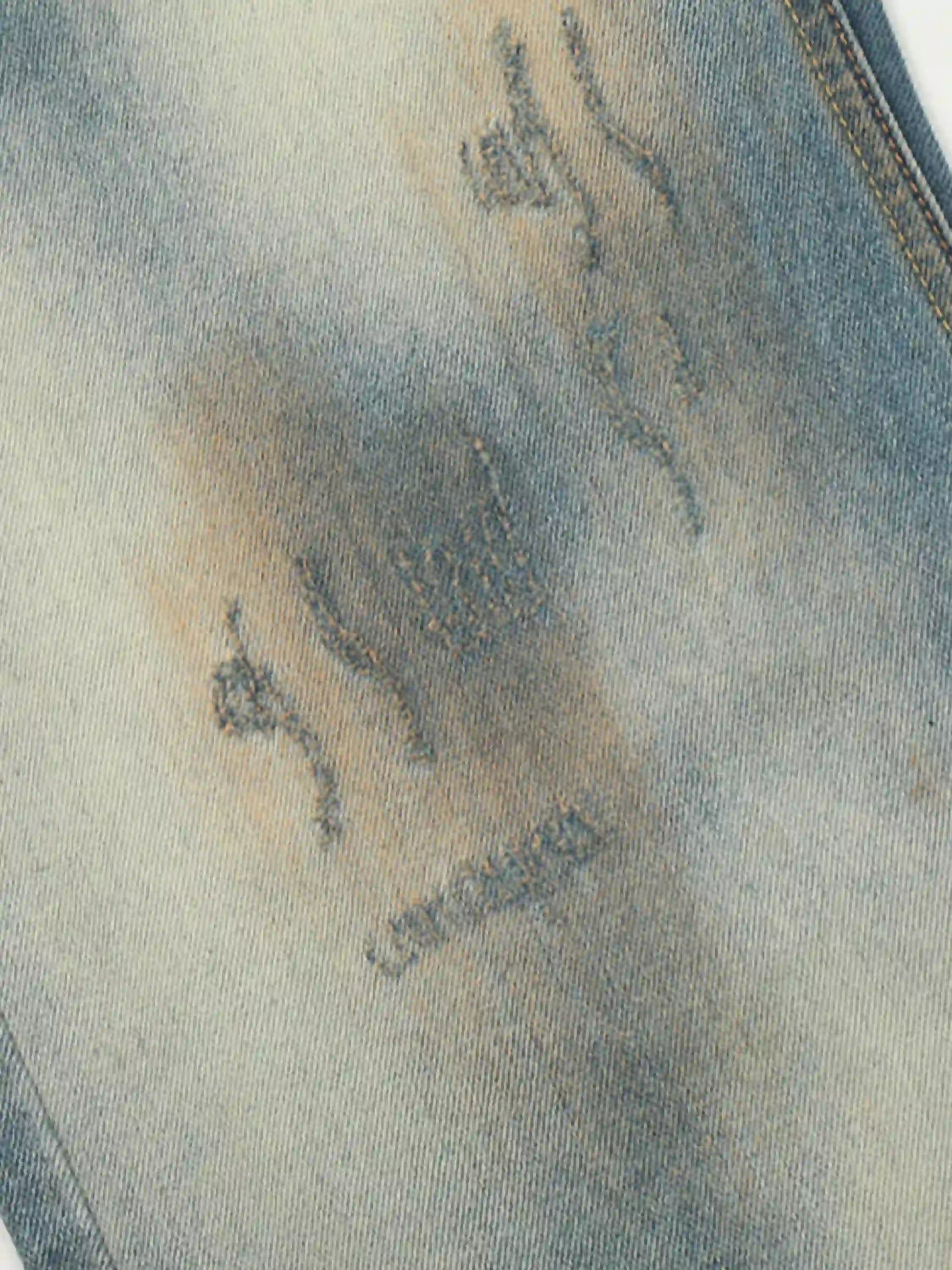 Vintage Distressed Dyed Straight Jeans