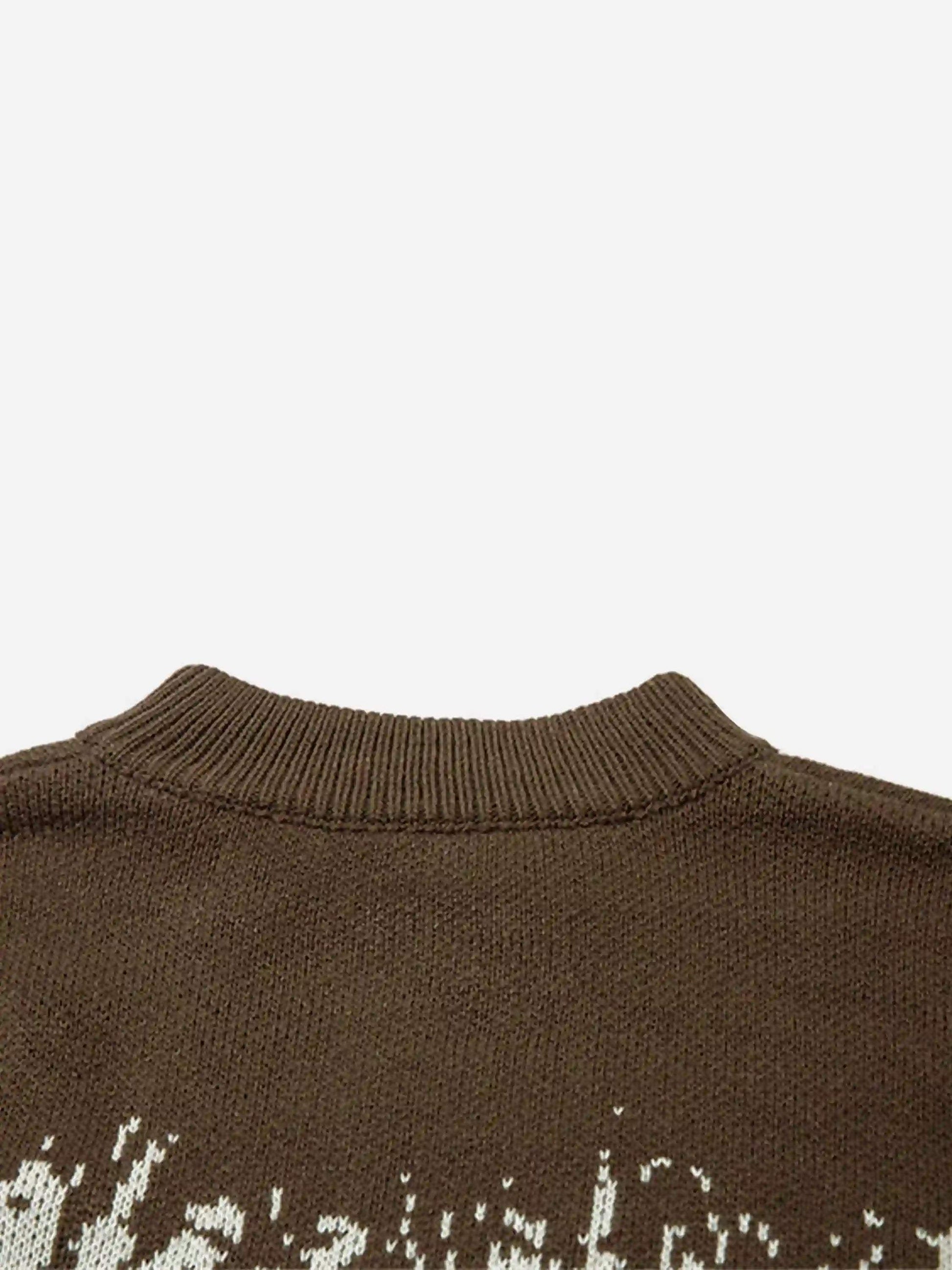 Disguisen Asymmetric Jacquard Stitching With Two-Way Zipper Sweater