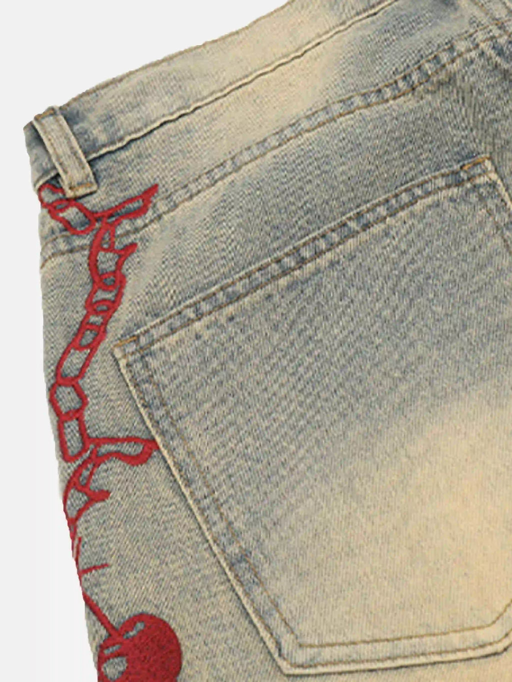 Disguisen American Retro Hip-Hop Chain Embroidery Jeans