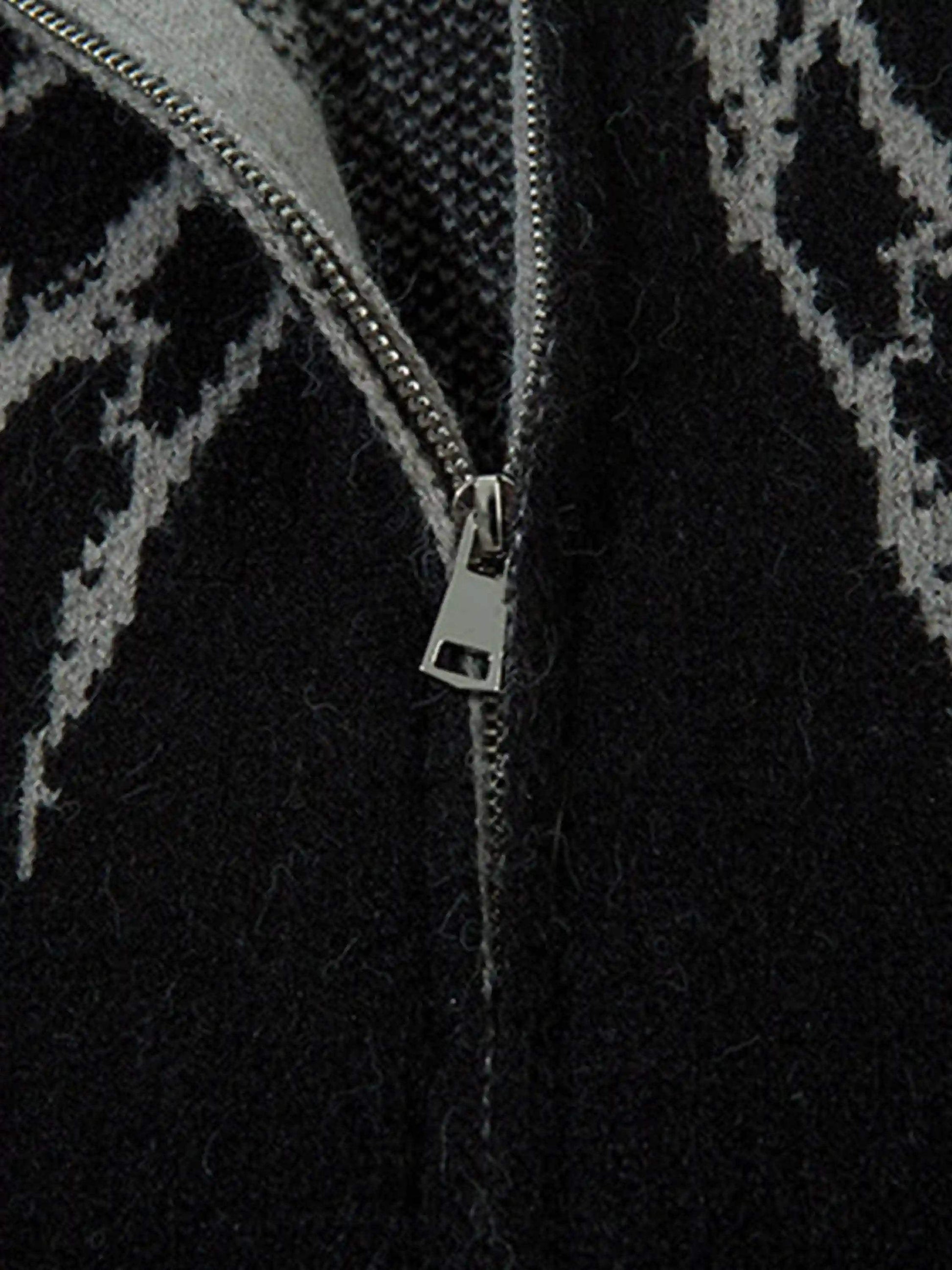 Disguisen Dark Spider Web Zipper Stand Collar Cardigan