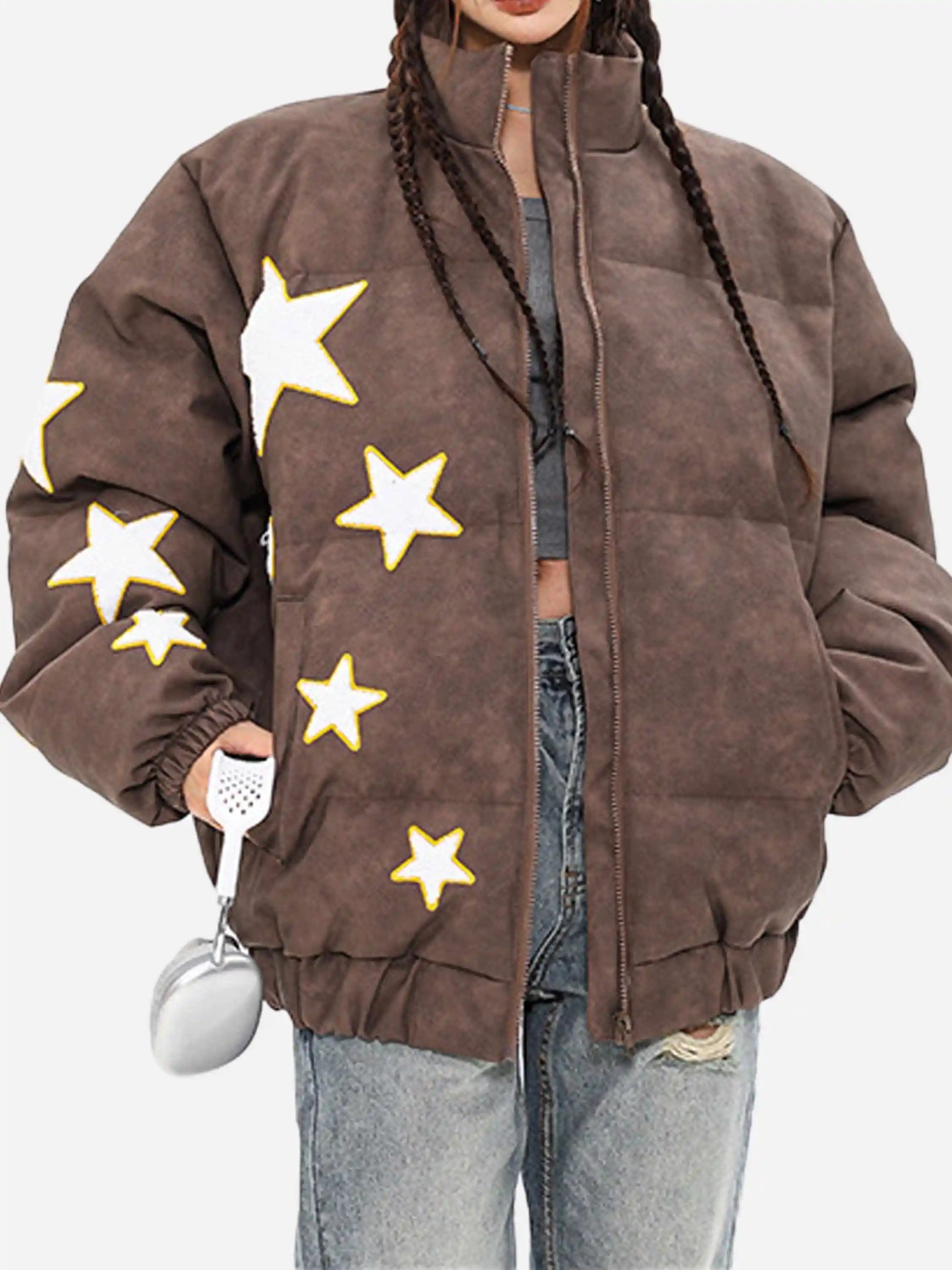 Disguisen American Hip-Hop Towel Embroidered Star Coat