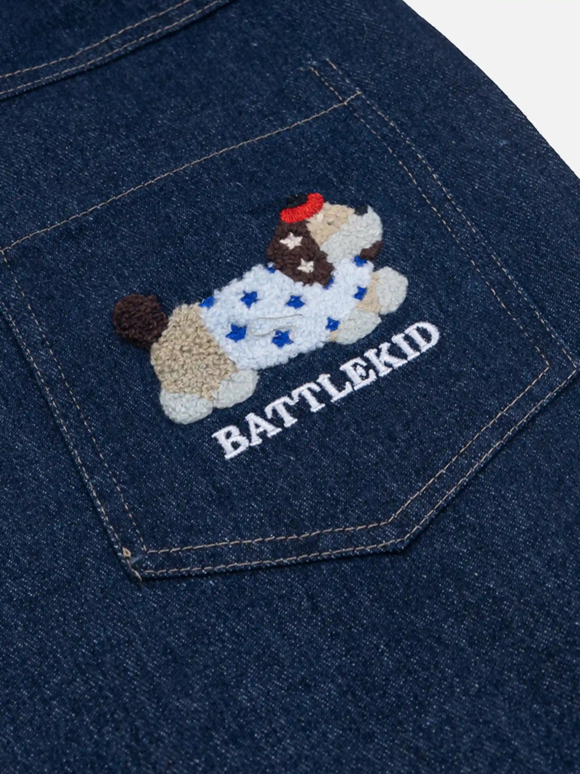 Puppy Embroidered Jeans