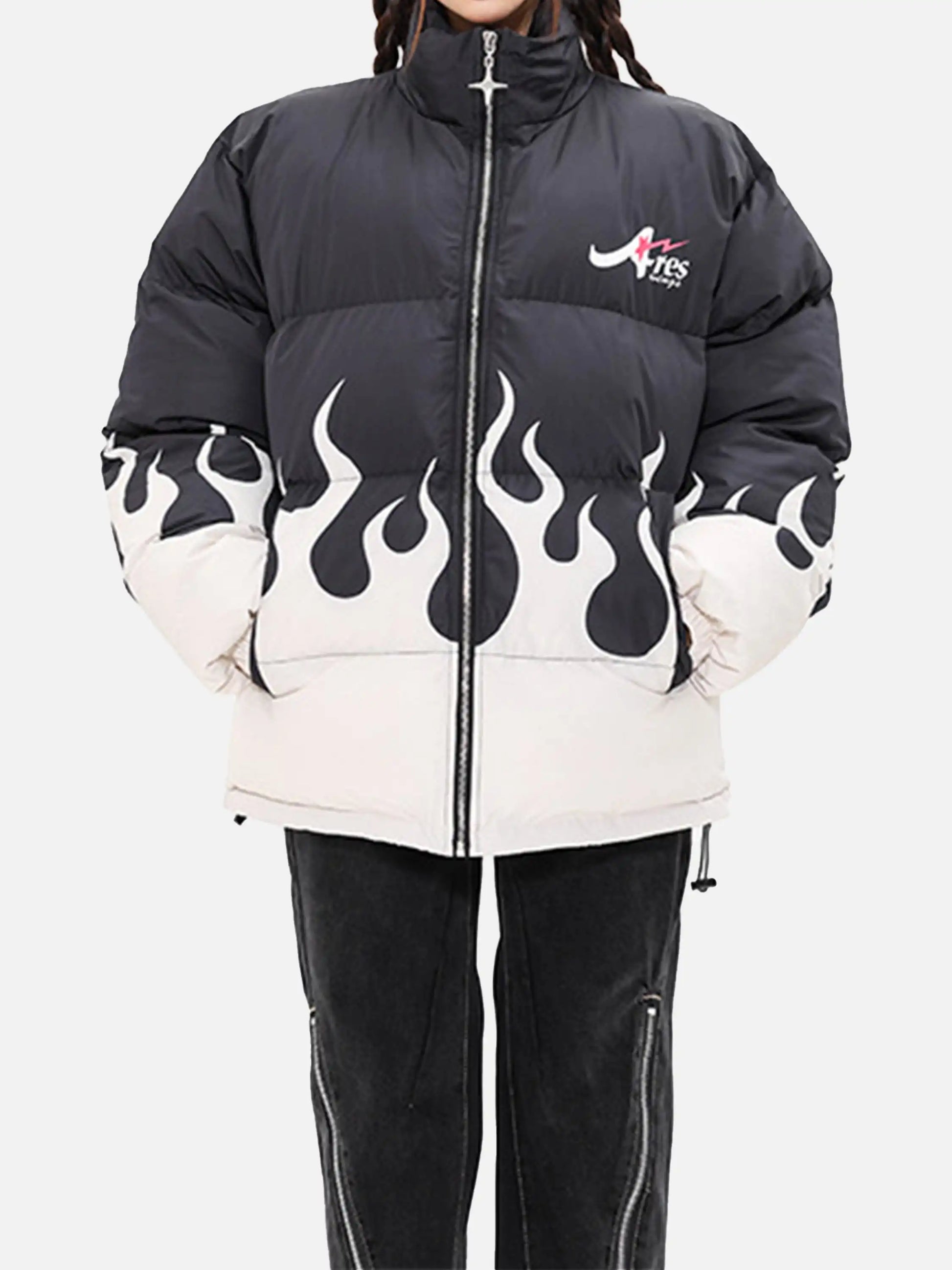 Color-Blocked Flame Cotton Coat