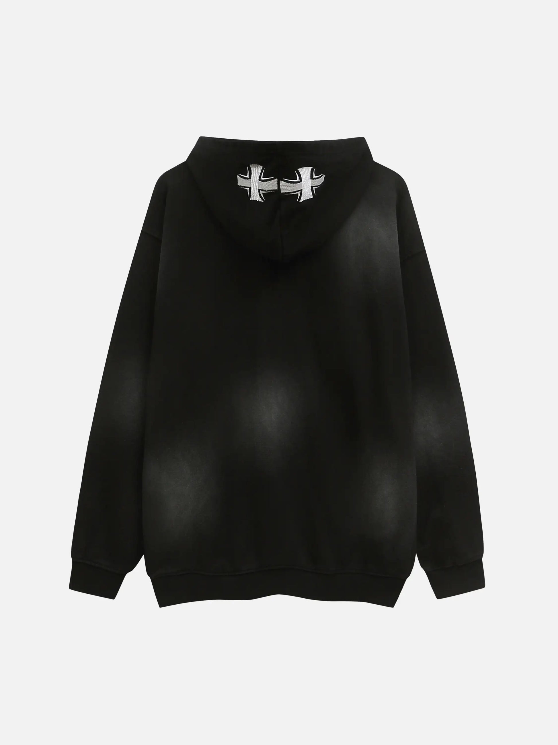 Cross Lettering Embroidery Washed Hoodie