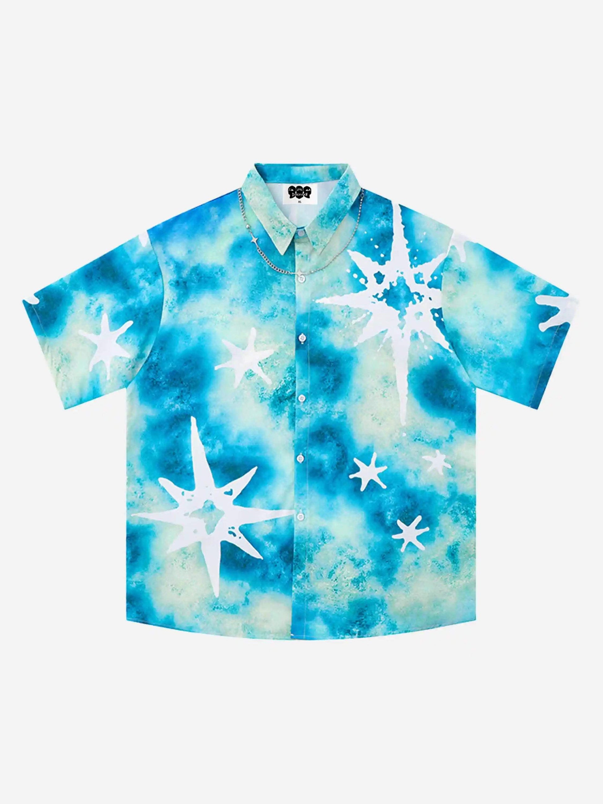 Disguisen Gradient Tie-Dye Short-Sleeved Hip-Hop Shirt