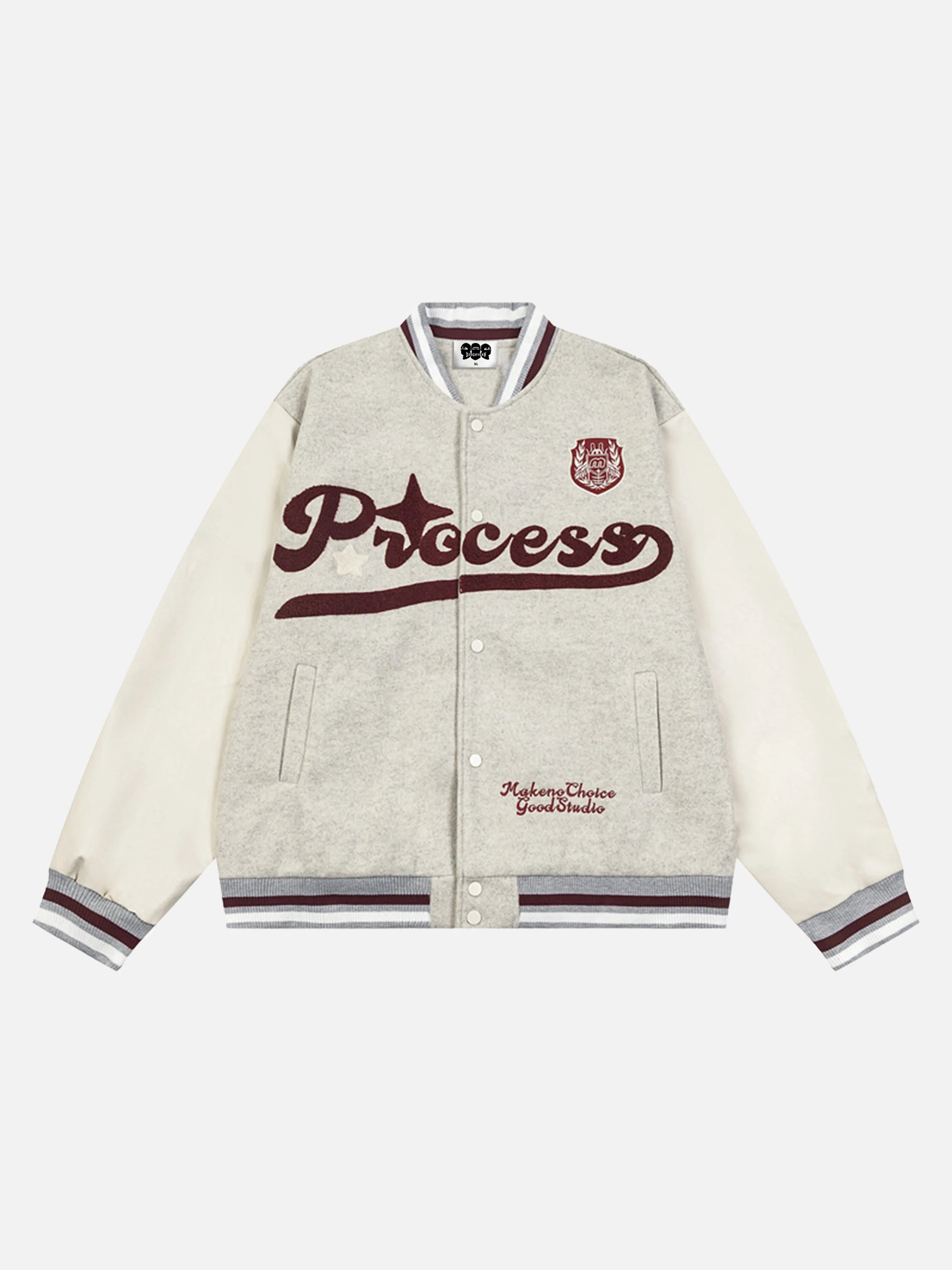 Vintage Embroidery PU Patchwork Baseball Jacket