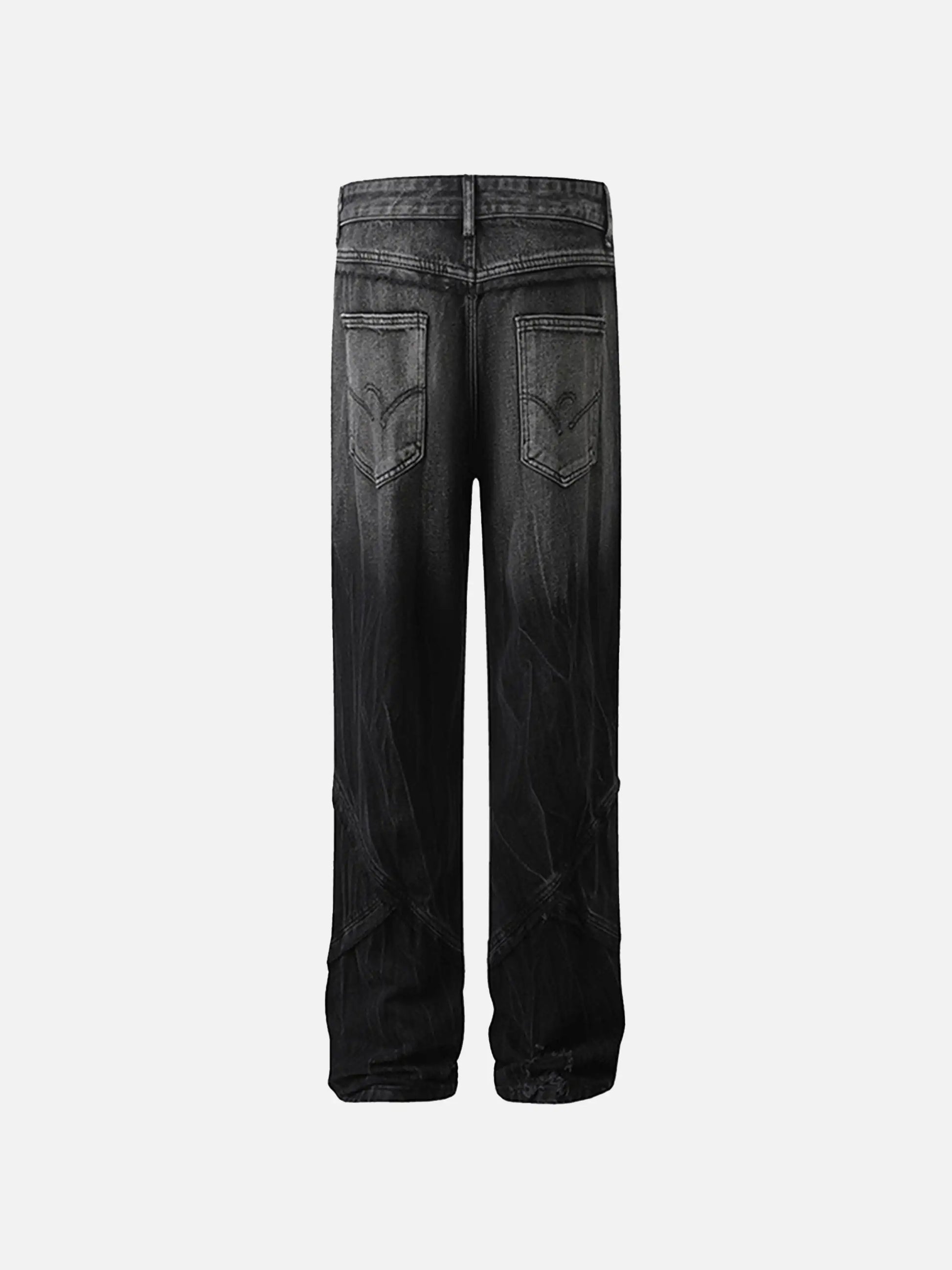 Vintage Raw-edge Ripple Straight-leg Jeans