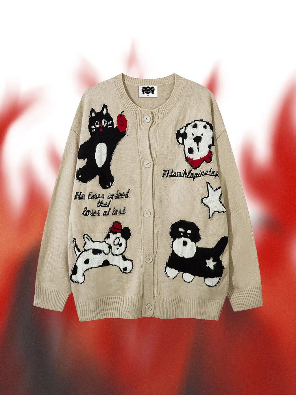 Cartoon Pets Knitted Cardigan