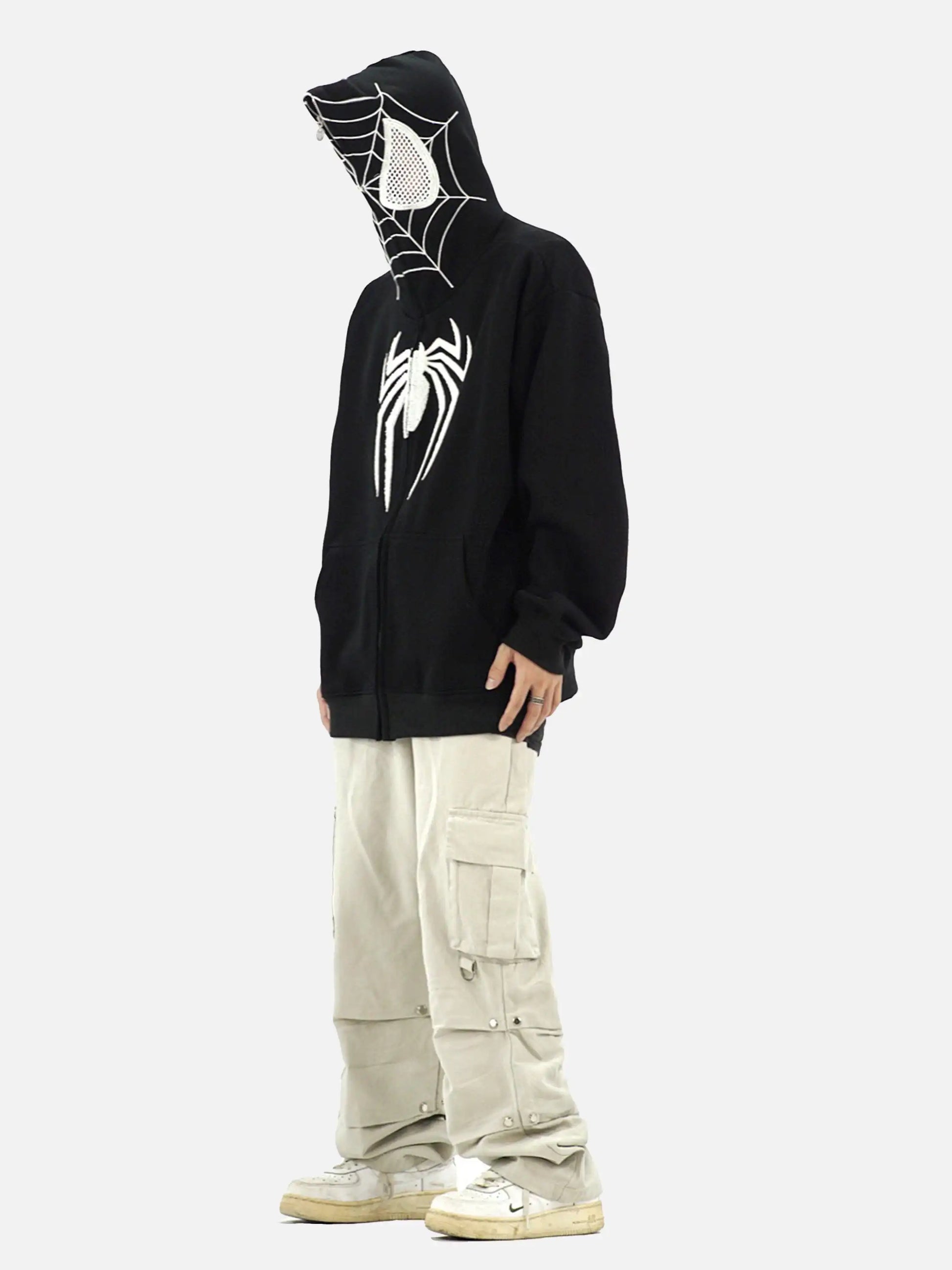 Disguisen American Spider Towel Embroidery Cardigan Hoodie