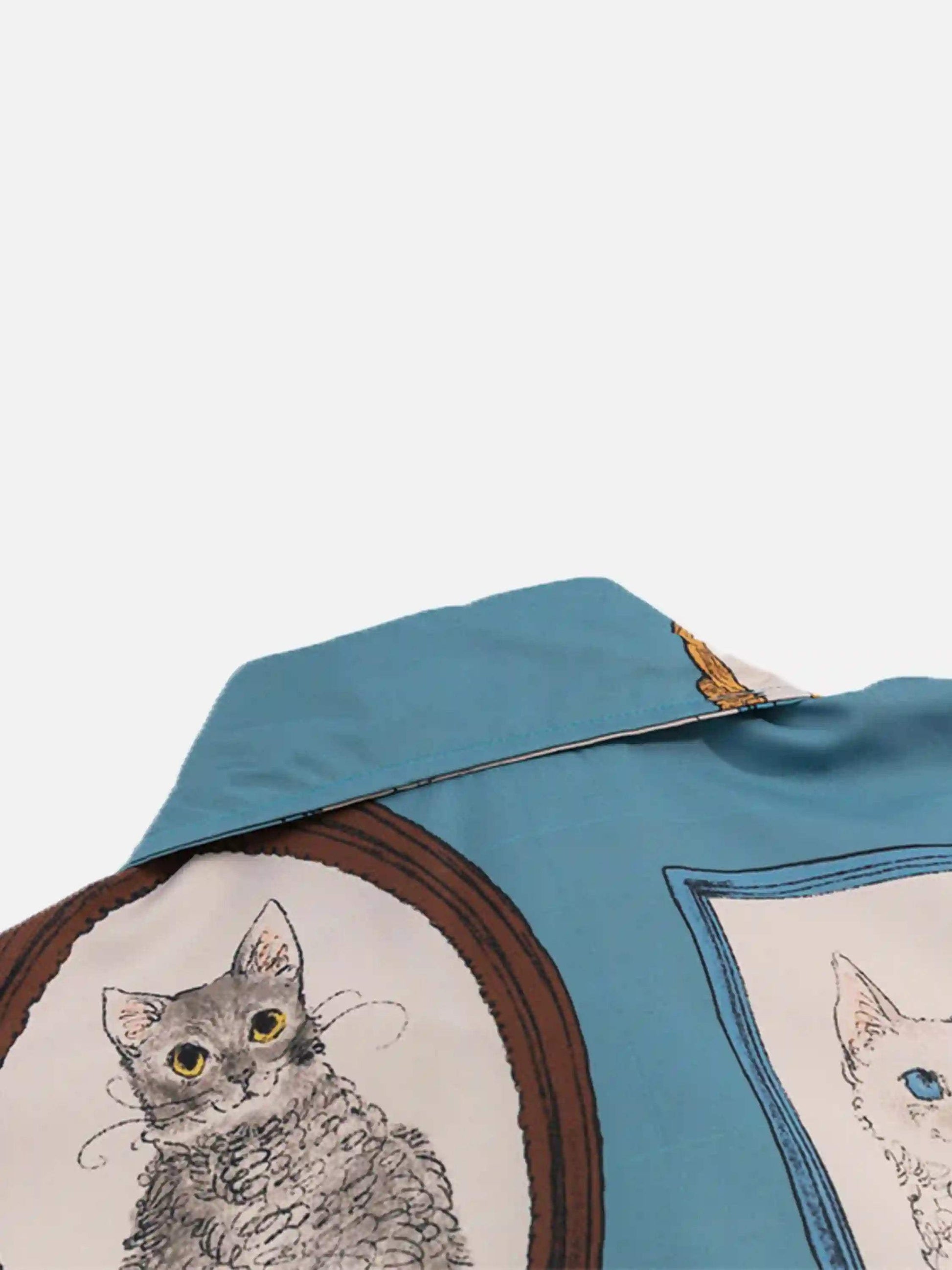 Disguisen Vintage Cat Print Short Sleeve Shirt