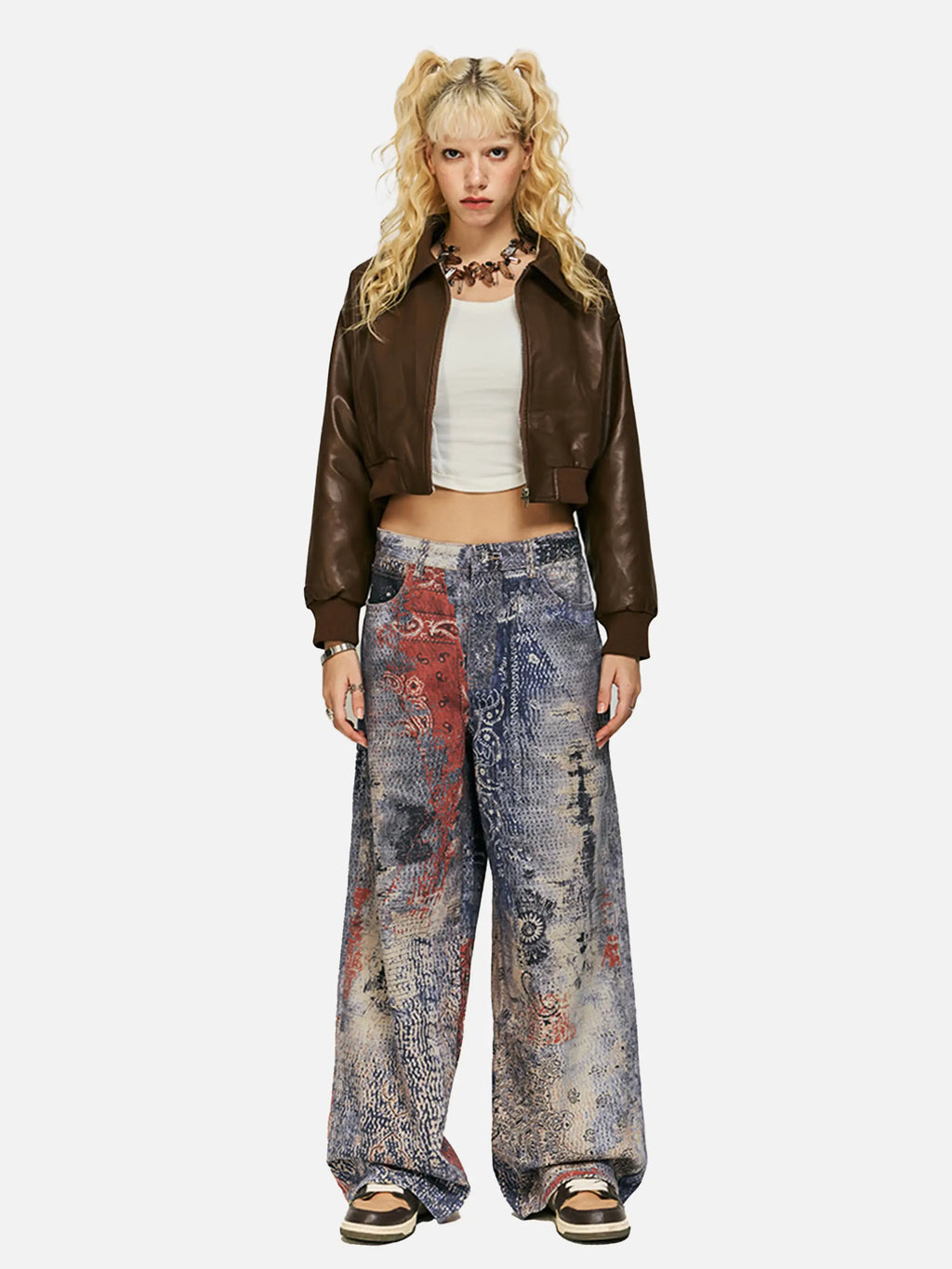 Cashew Flower Digital Printed Imitation Jeans