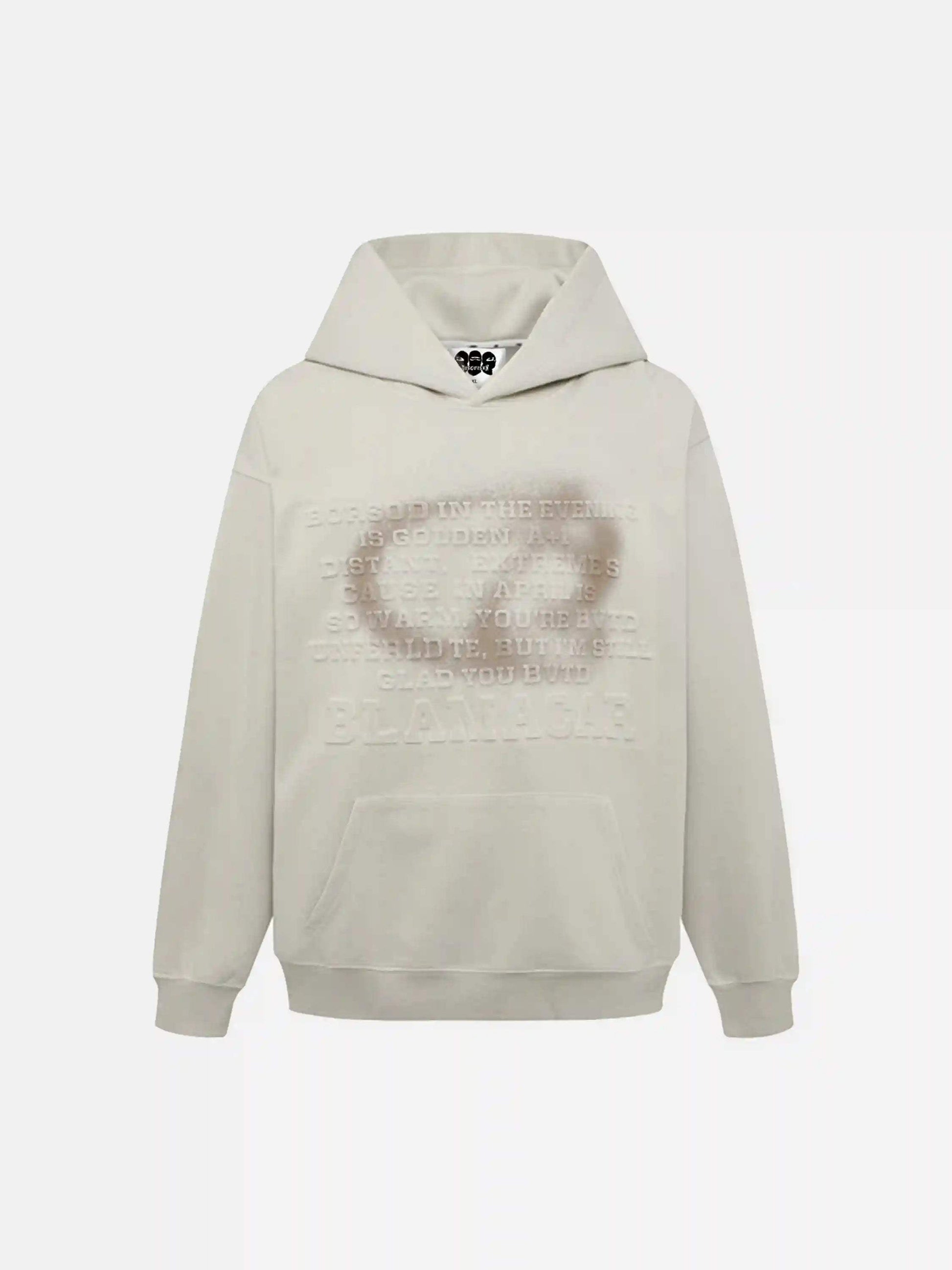 Disguisen Distressed 3D Steel Print Hip-Hop Pullover Hoodie