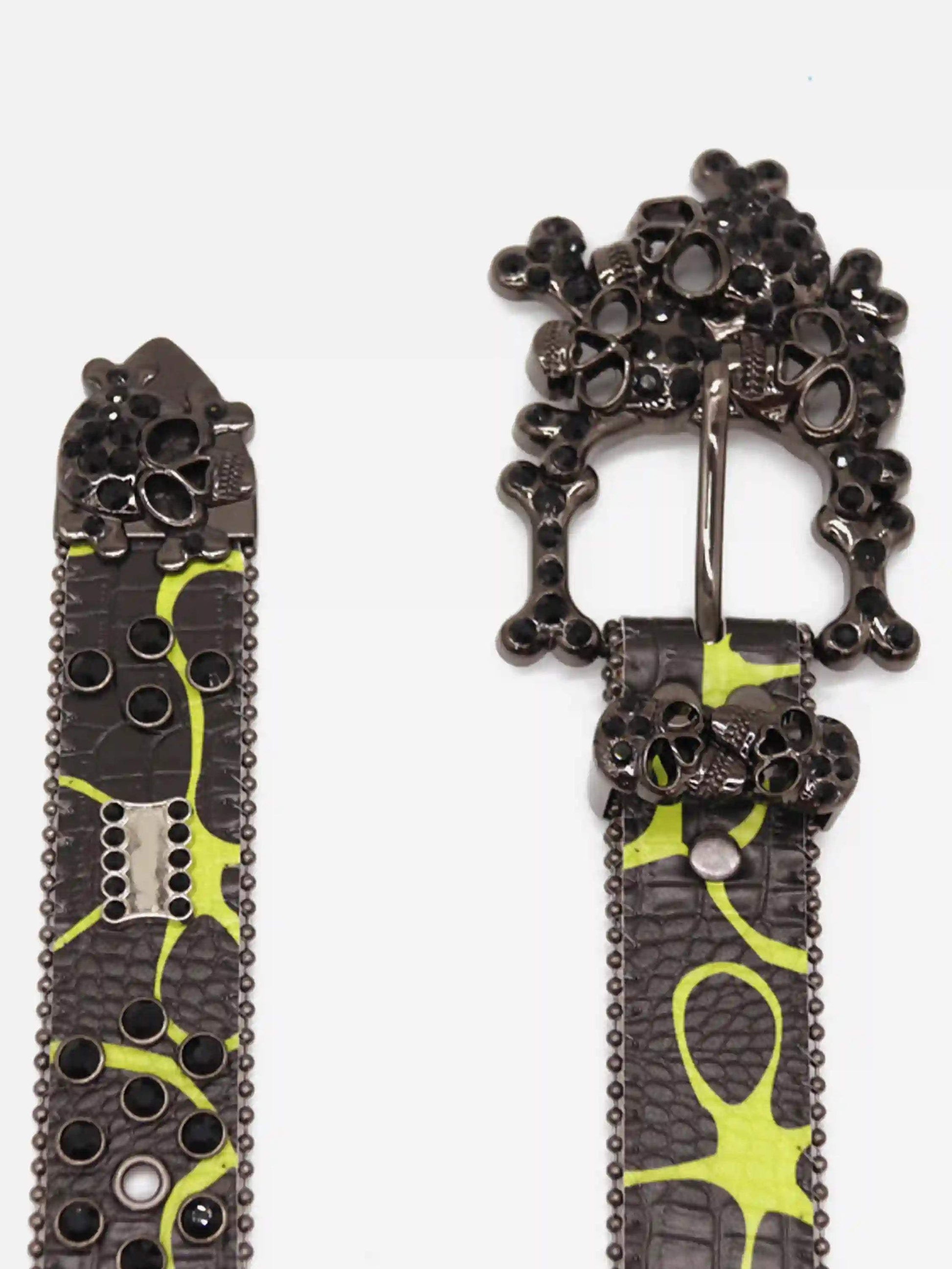 Disguisen Hip Hop Punk Big Skull Rhinestone Belt