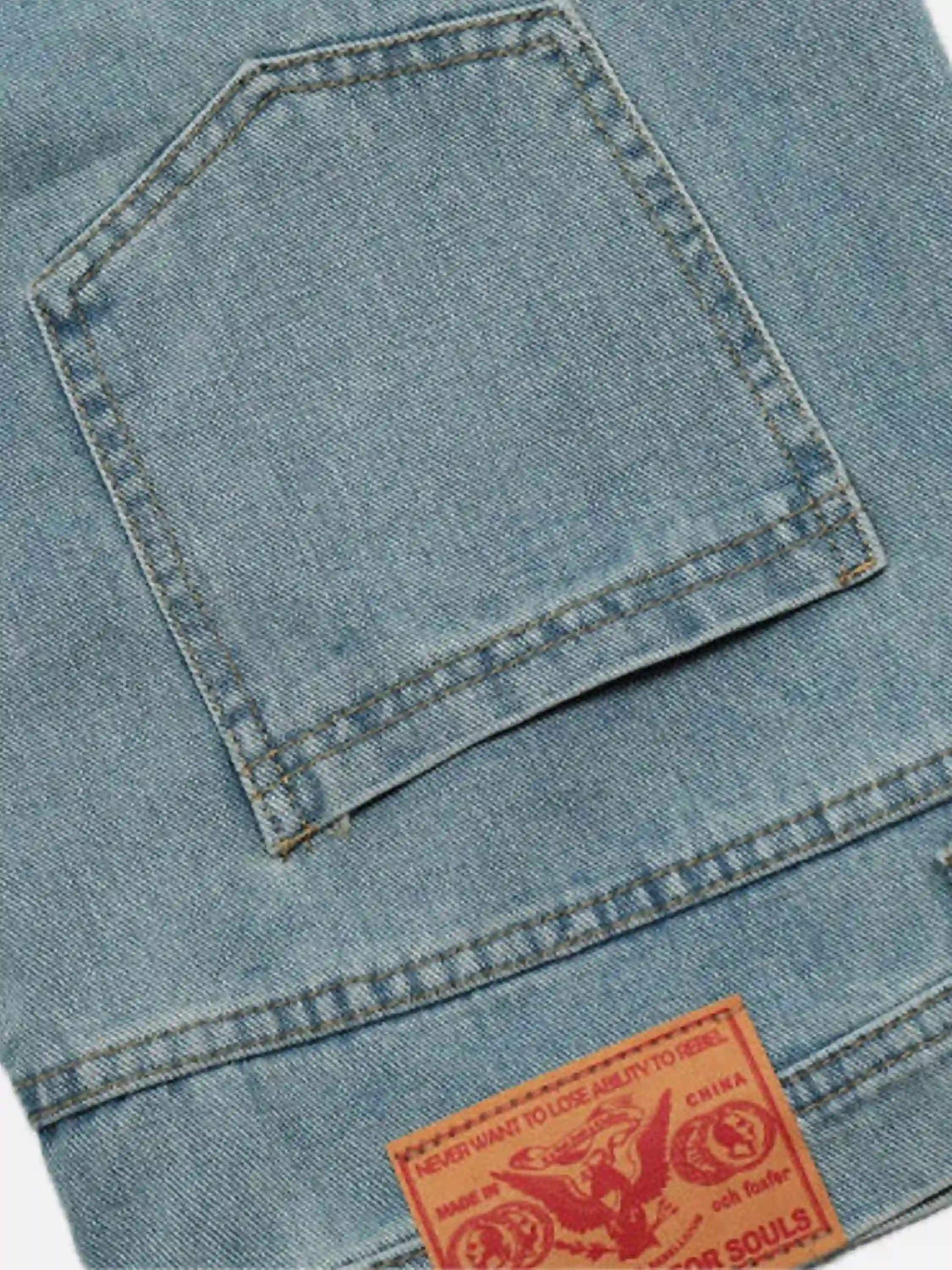 Disguisen Reverse Stitching Overalls Wide-Leg Denim Jeans