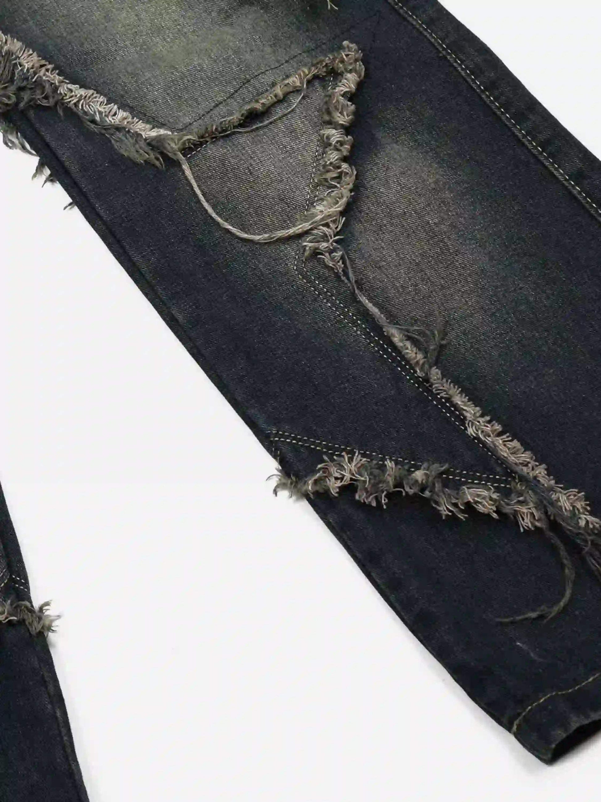 Multi-Pocket Star Patchwork Jeans