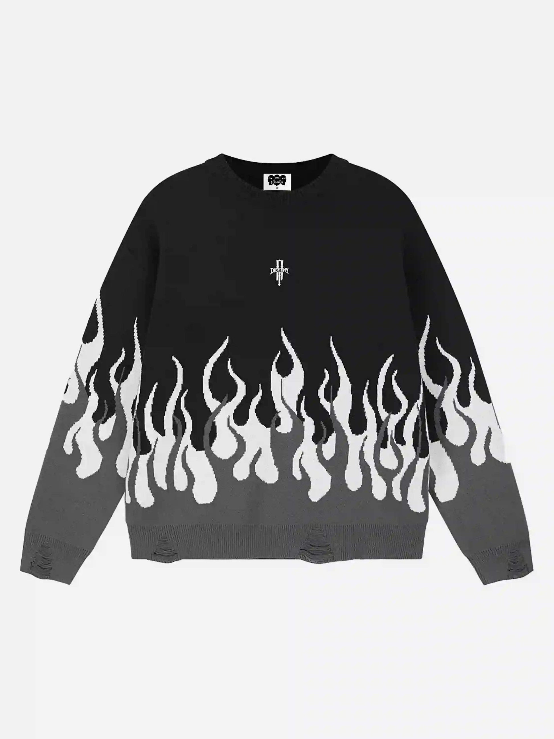Disguisen American Flame Crewneck Destroyed Sweater