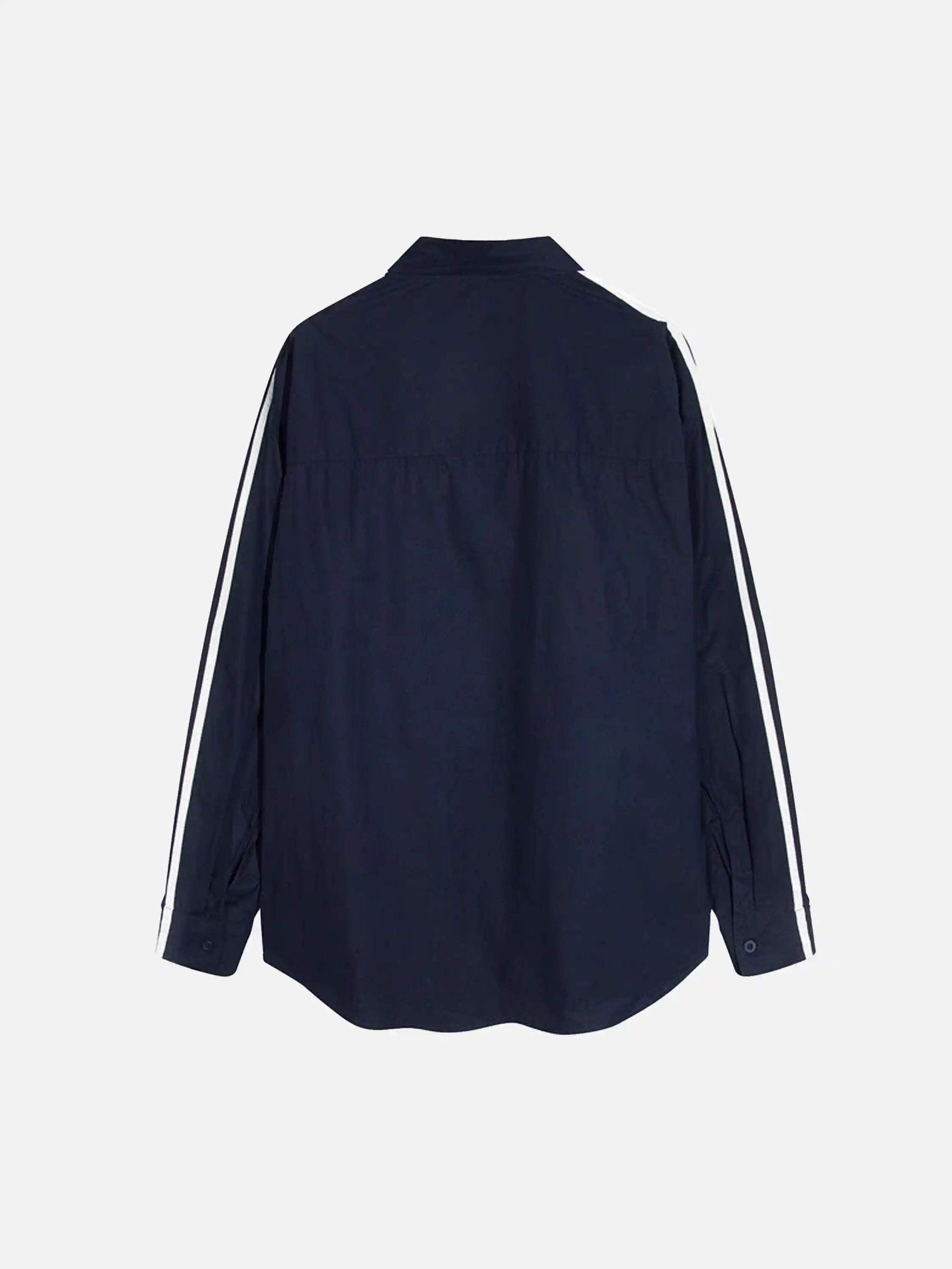 Disguisen American Retro College Style Lapel Long-Sleeved Shirt