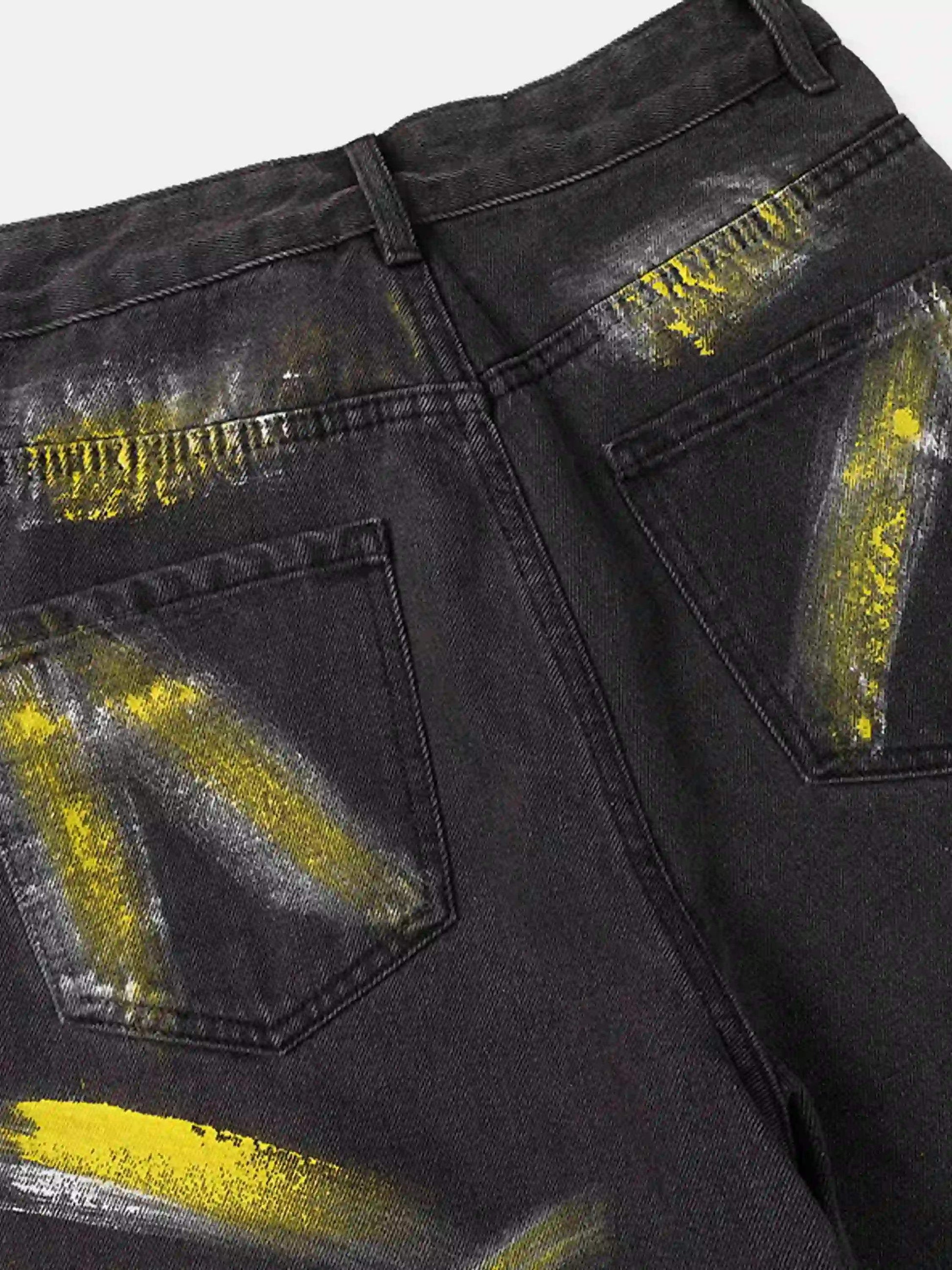 Disguisen Street Jeans dritti sporchi dipinti a mano