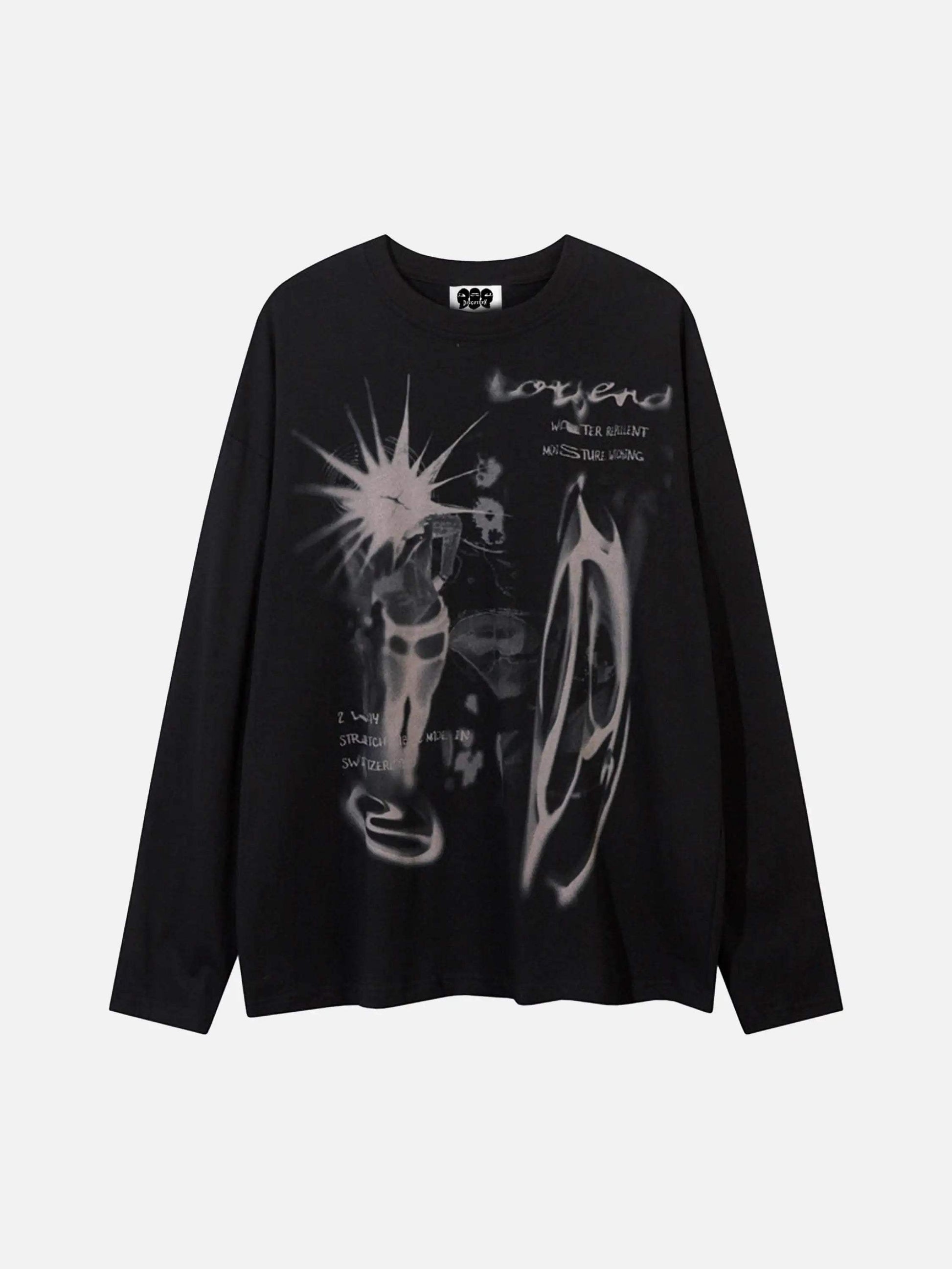 Disguisen American Style Abstract Graffiti Long Sleeve T-Shirt