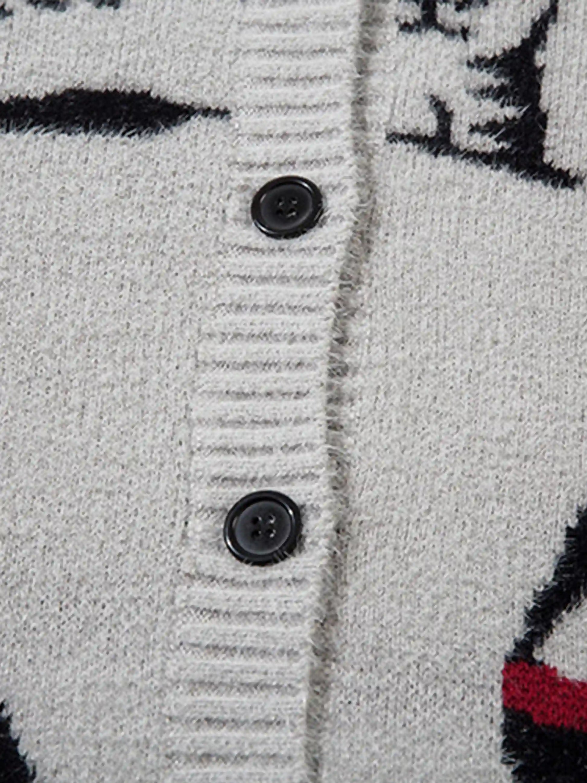 Disguisen Vintage Cat Jacquard Knit Cardigan