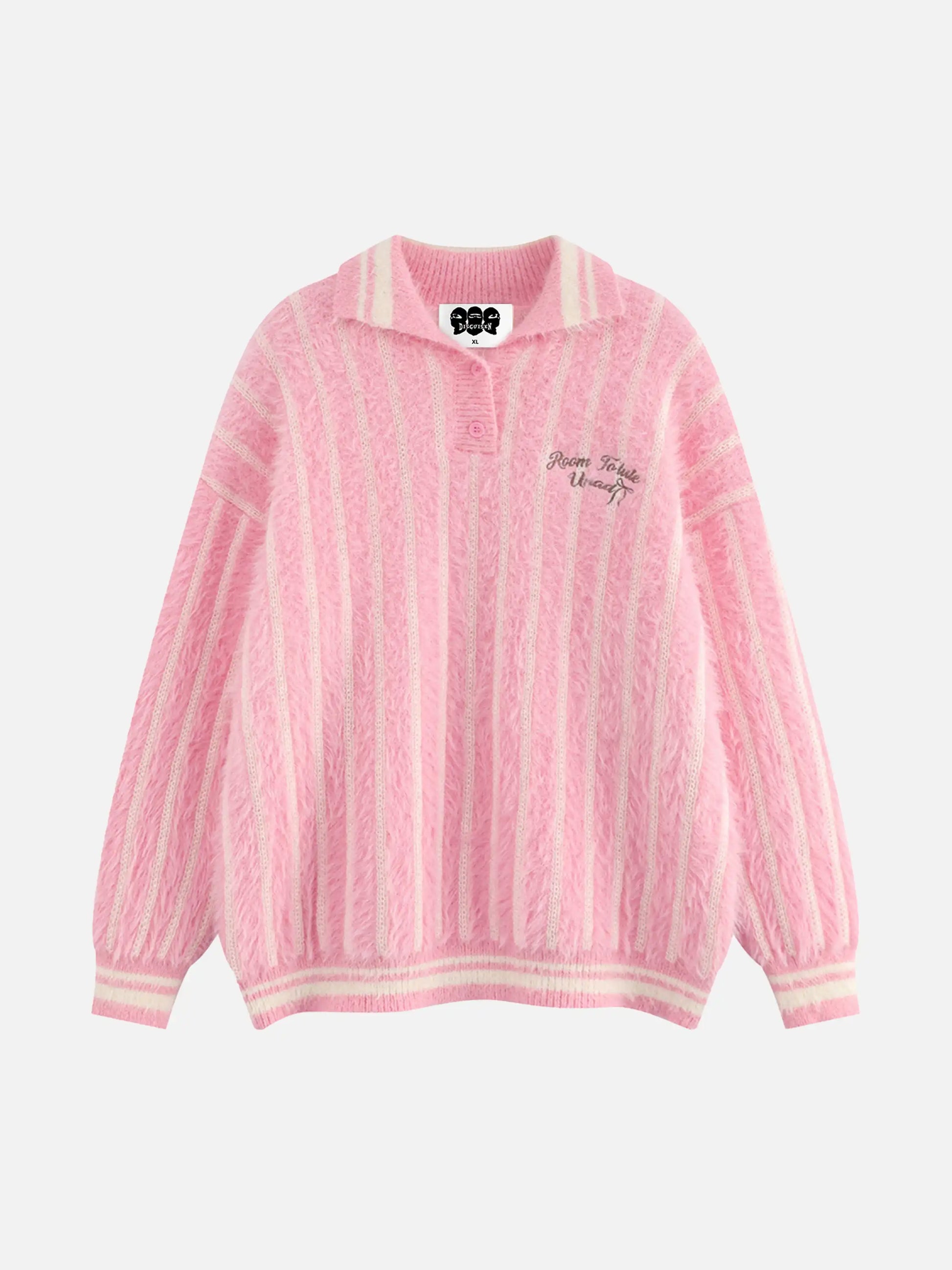 Maglione a righe con colletto polo in mohair Disguisen