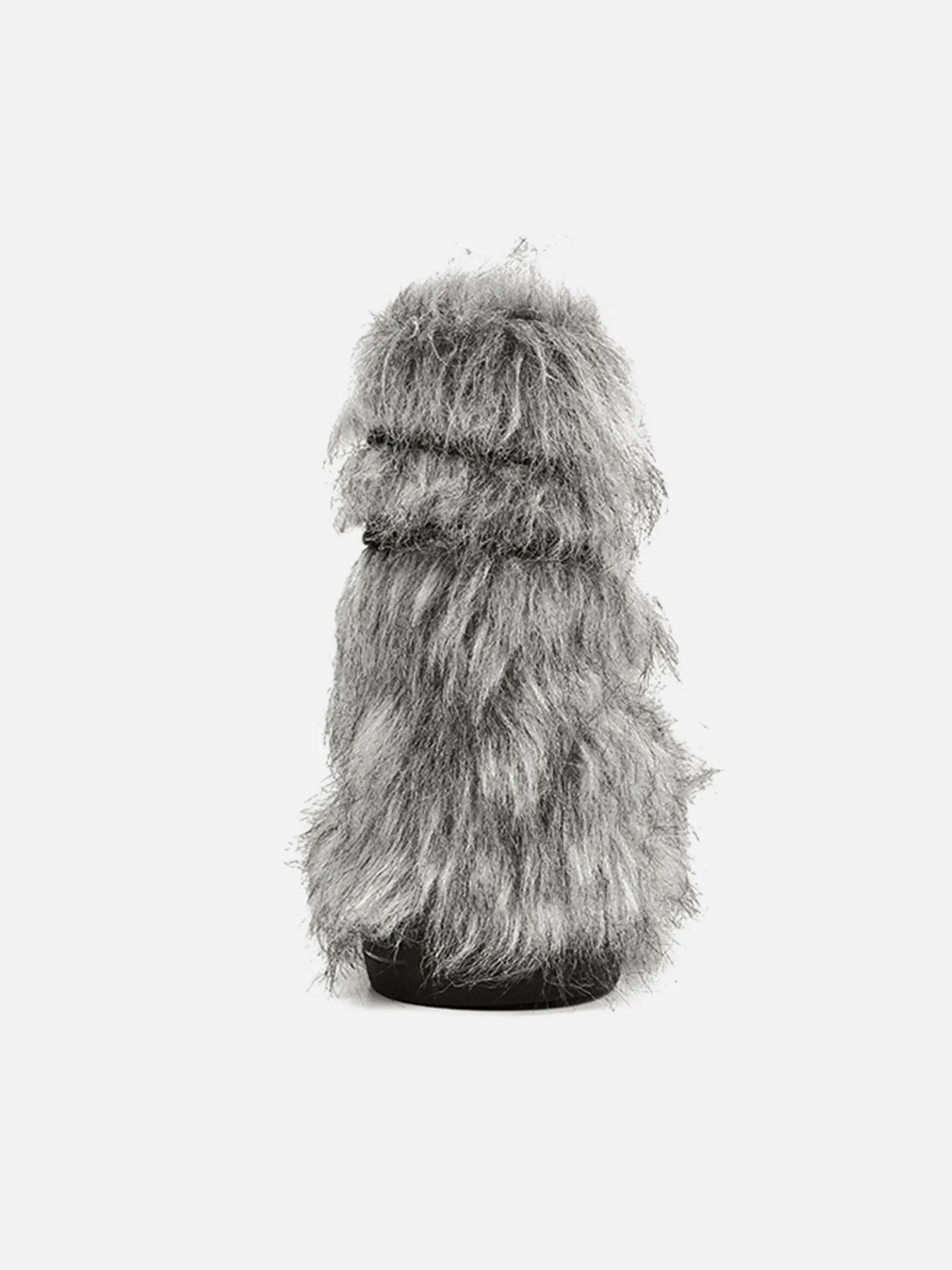 Furry Lace-up Chunky Boots