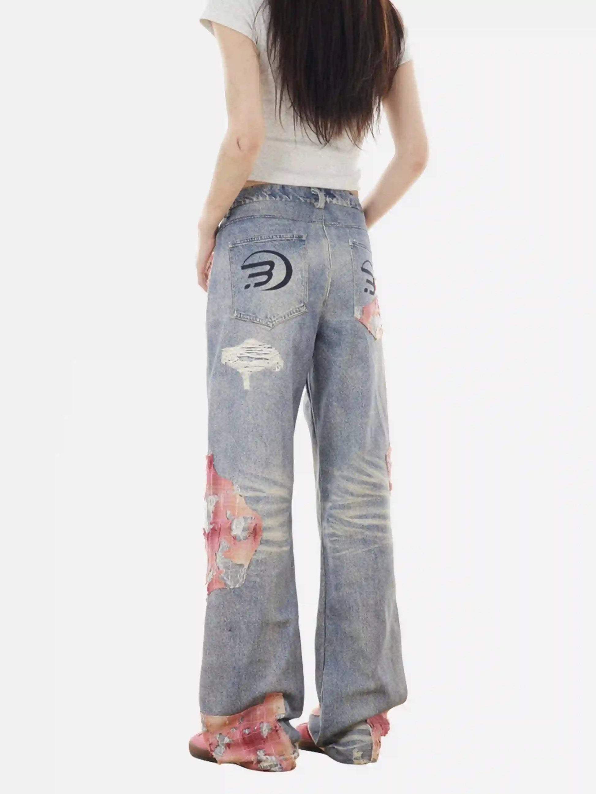 Disguisen Retro Patchwork Street Jeans