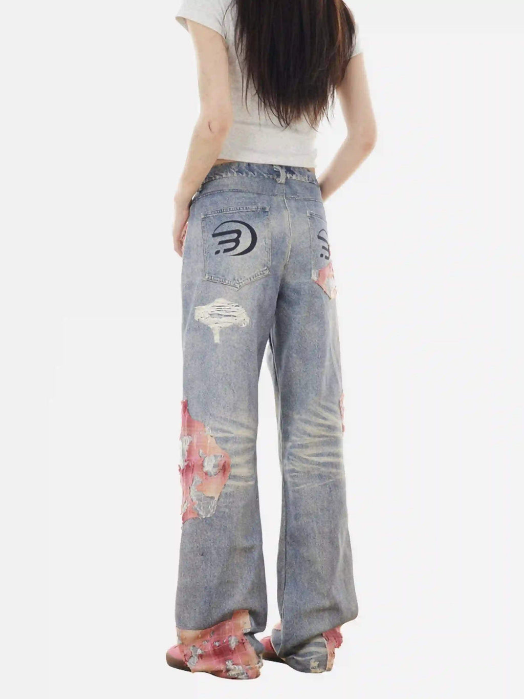 Disguisen Retro Patchwork Street Jeans