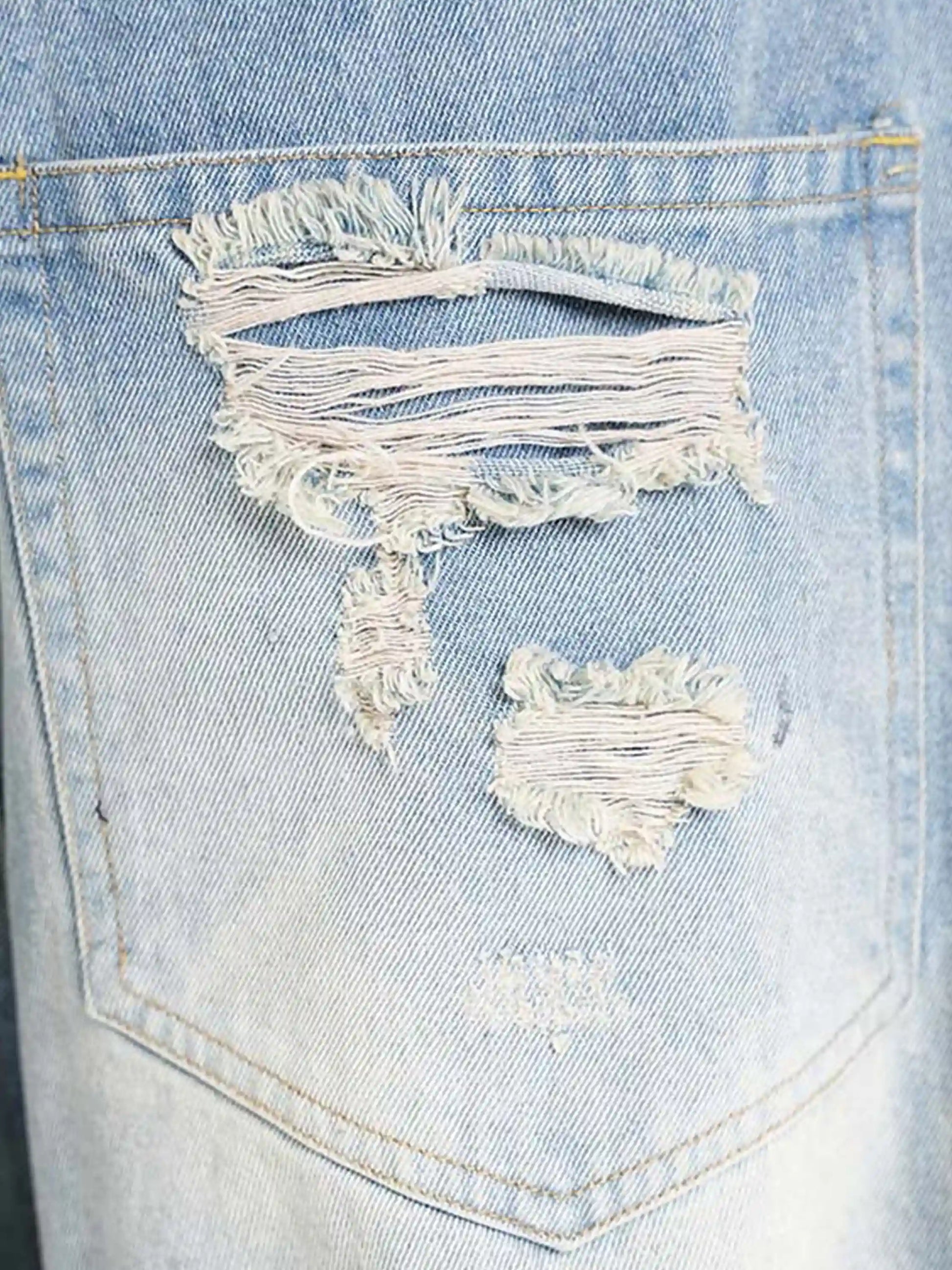 Distressed Spider Letter Print Jeans