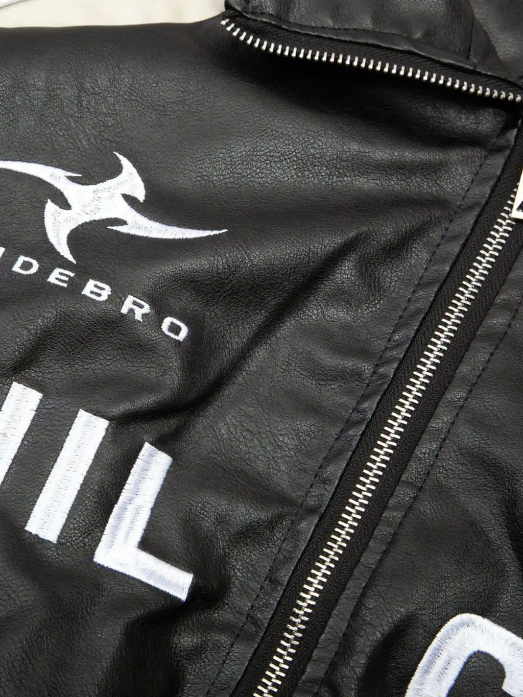 Disguisen Street Embroidery PU Leather Racing Jacket