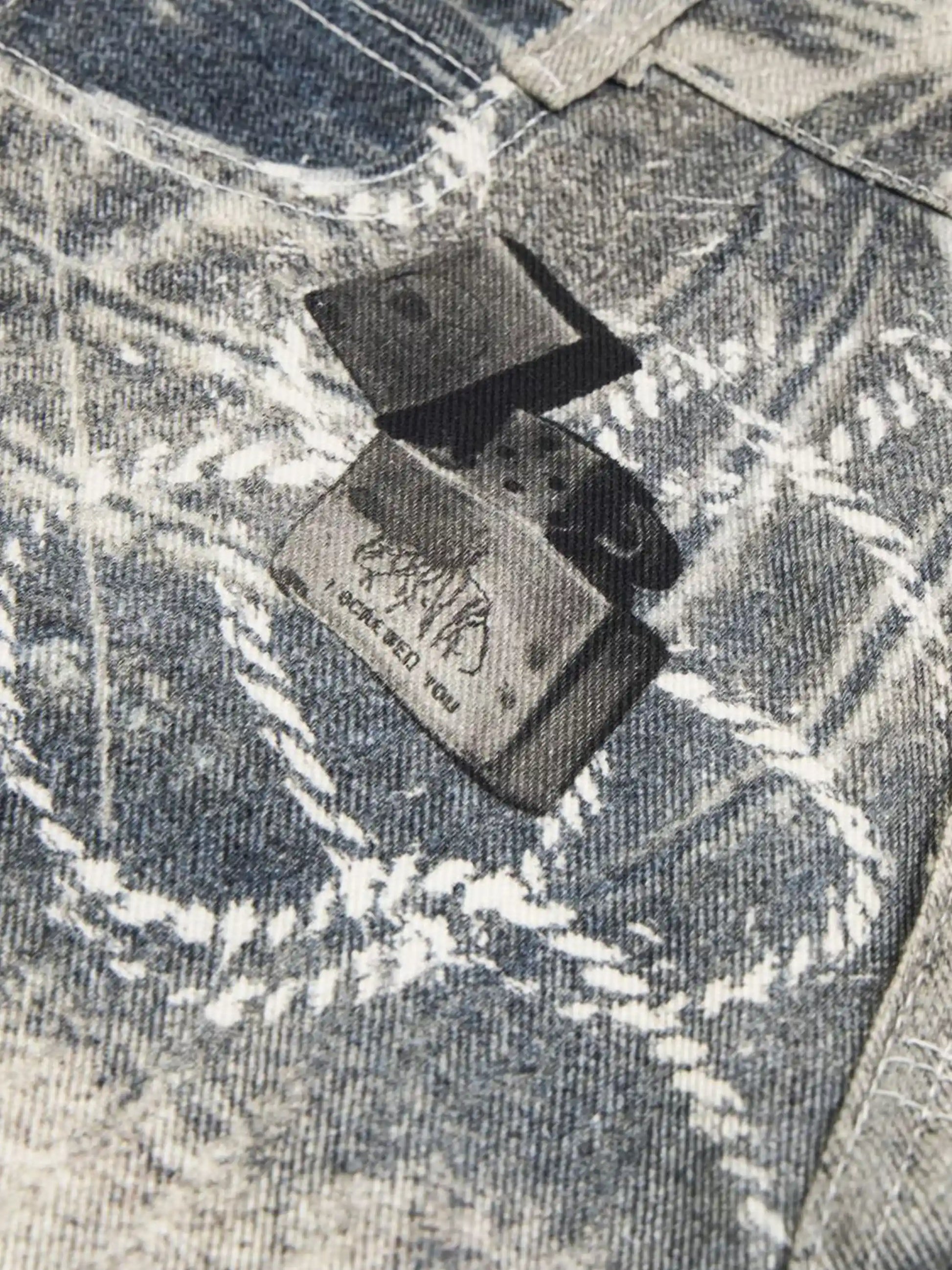 Cigarette Digital Print Imitation Jeans