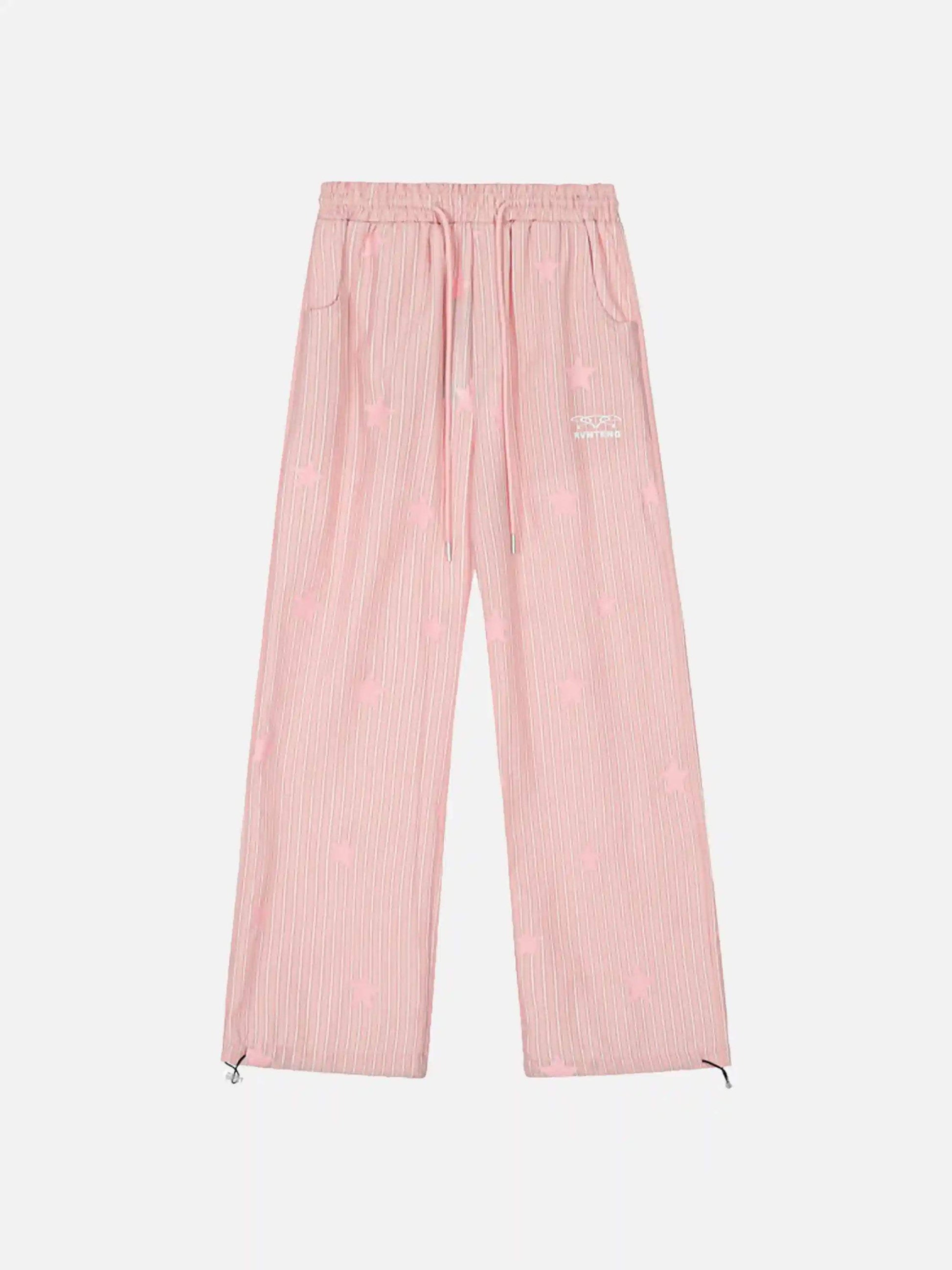 Disguisen Street Retro Star Vertical Stripes Trousers