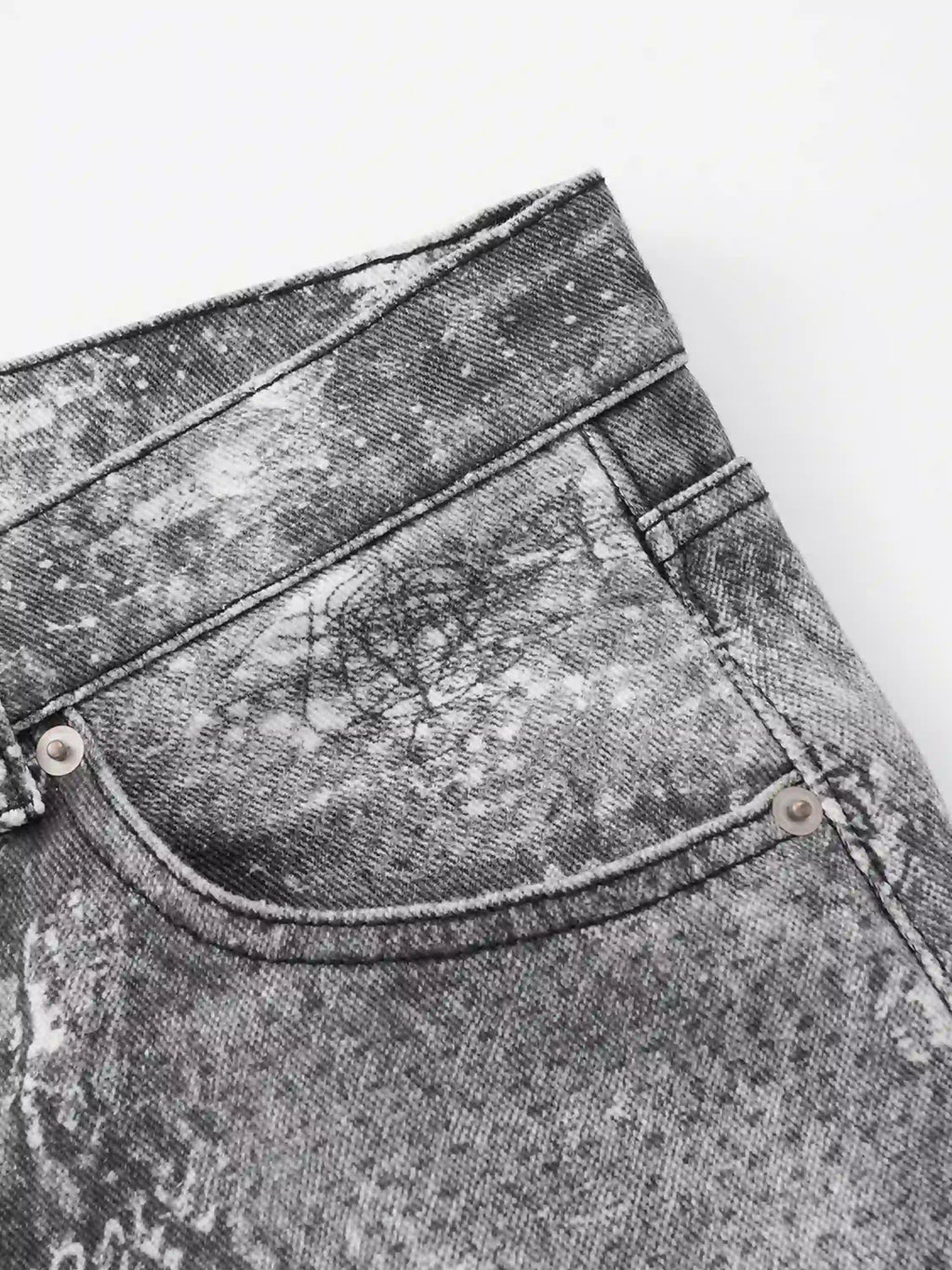 Vintage Paisley Digital Print Straight Jeans