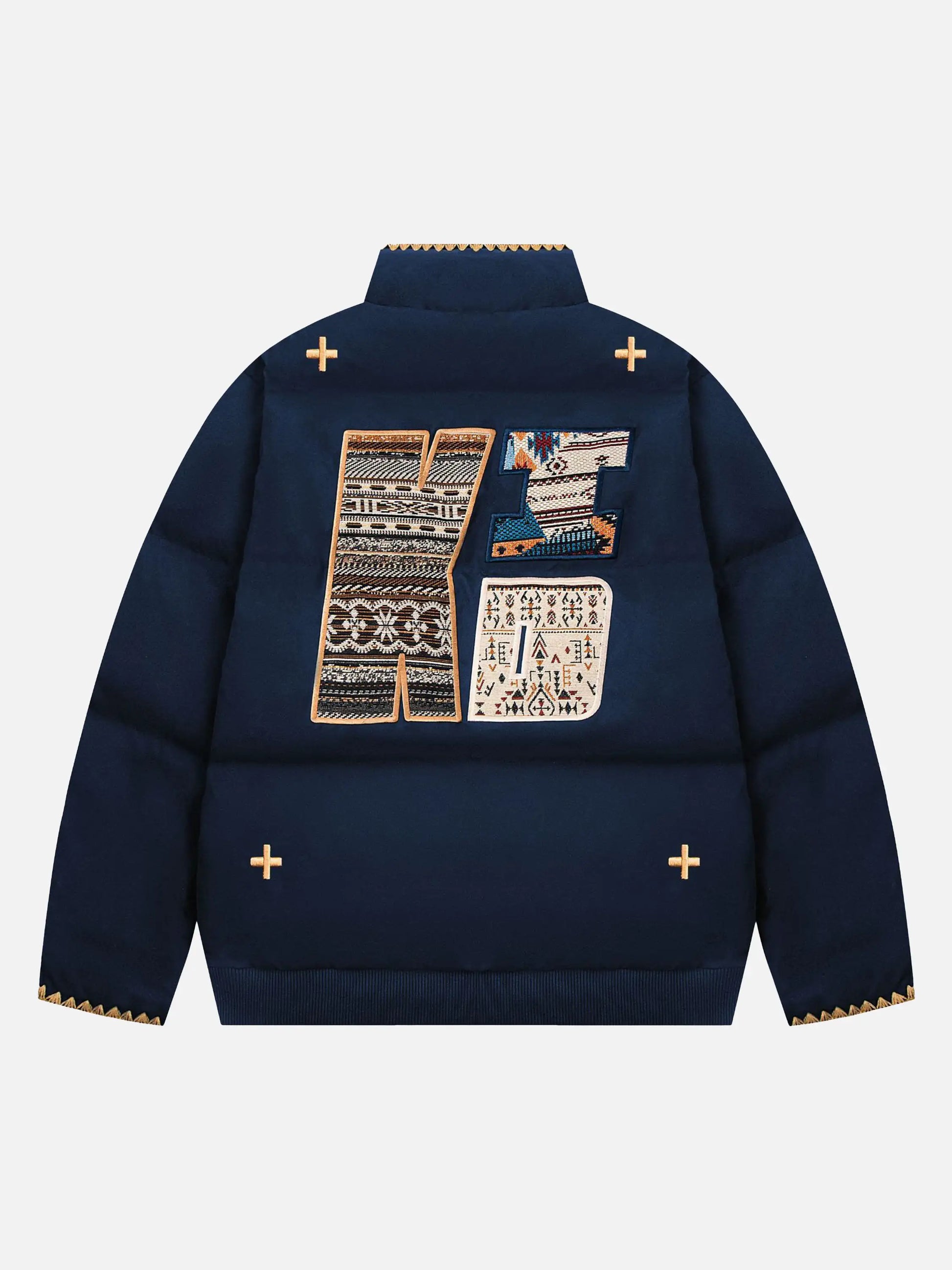 Pixel Embroidery Stand-collar Coat